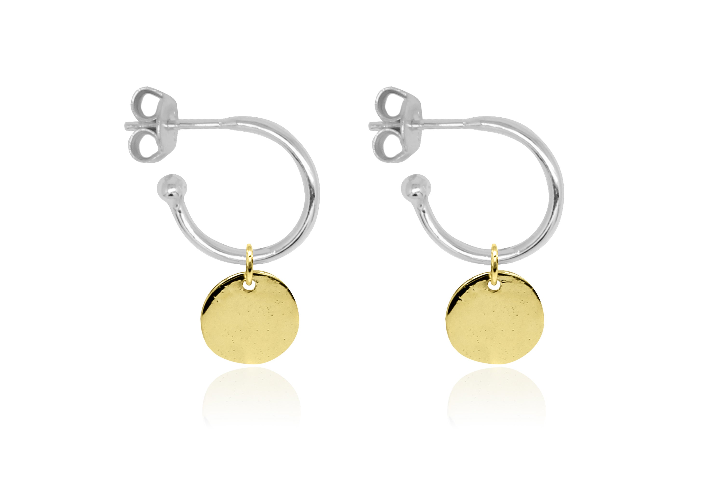 Garo Silver Disc Charm Hoop Earrings - Boho Betty