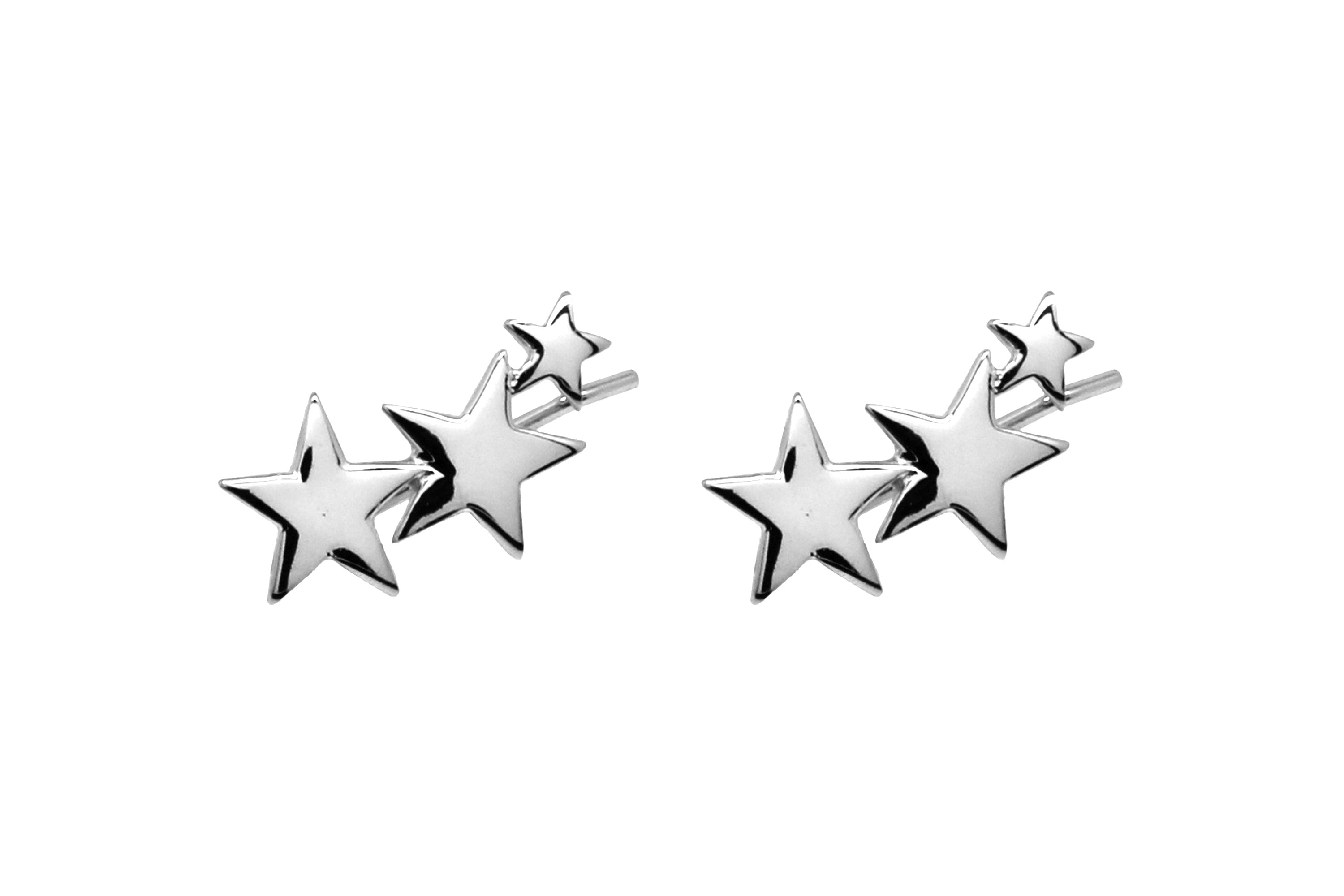 Saldana Sterling Silver 3 Star Pull-through Earrings - Boho Betty