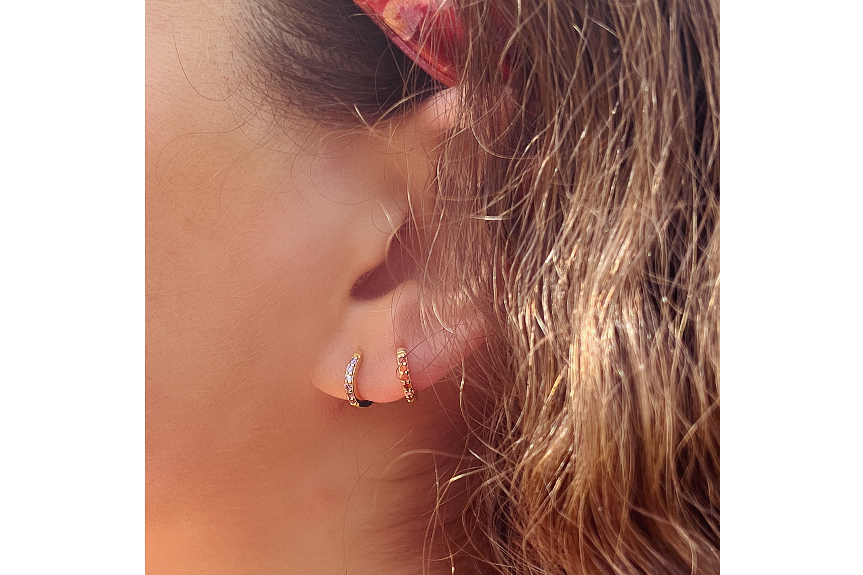 Reddy Garnet Sterling Silver Huggies - Boho Betty