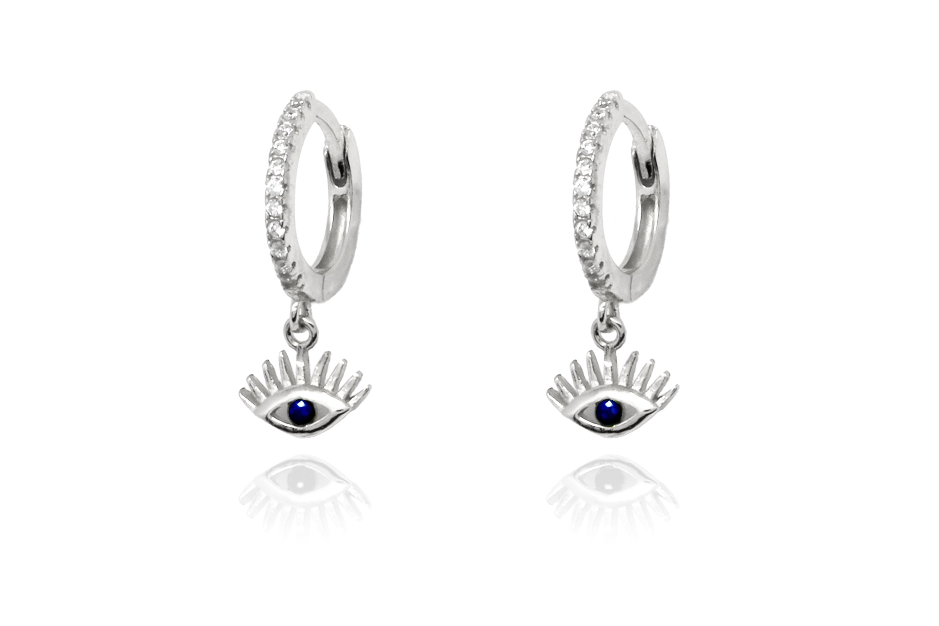 Effy Evil Eye Hoop Silver Sapphire CZ - Boho Betty