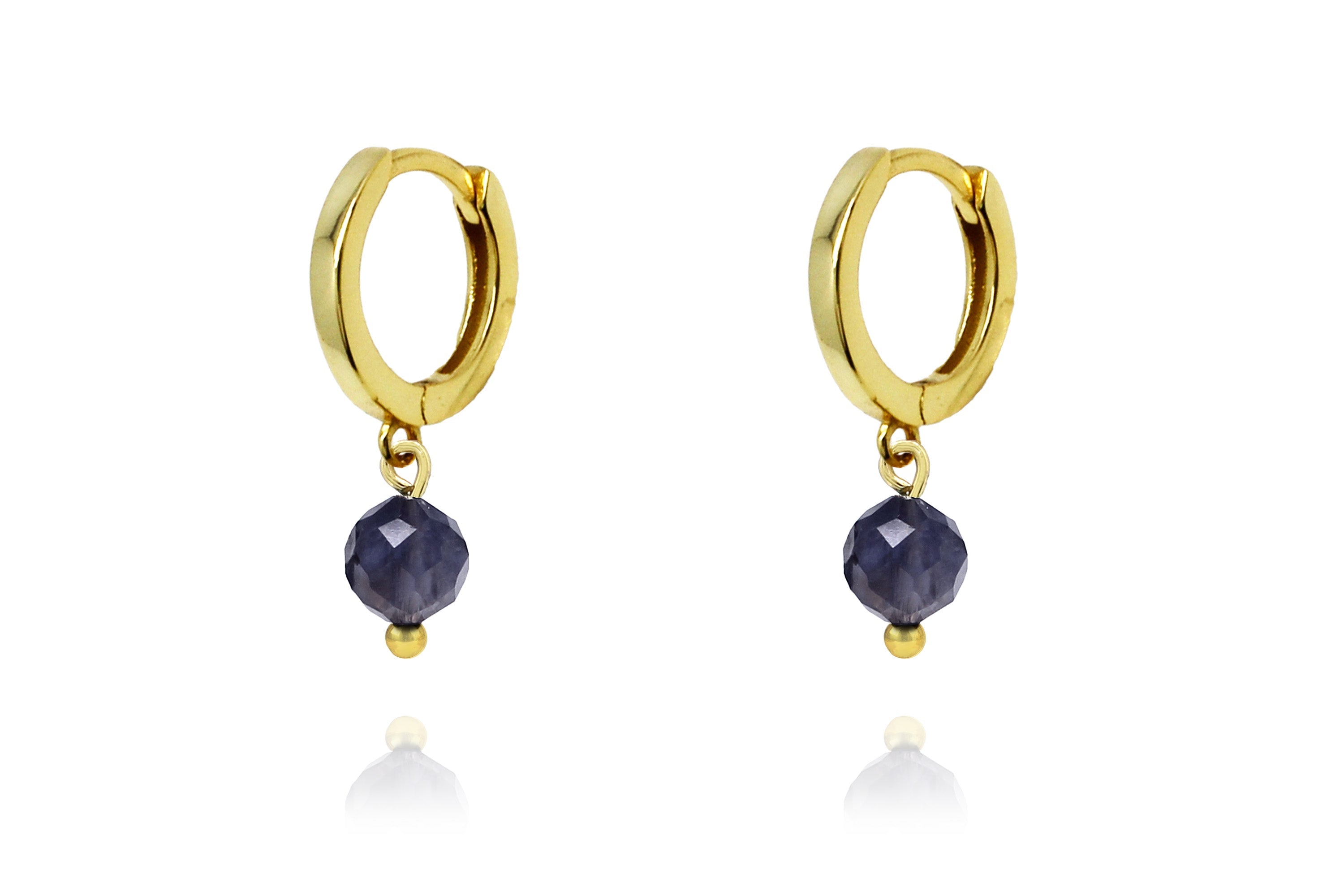 April Birthstone Earrings - Gold & Iolite - Boho Betty