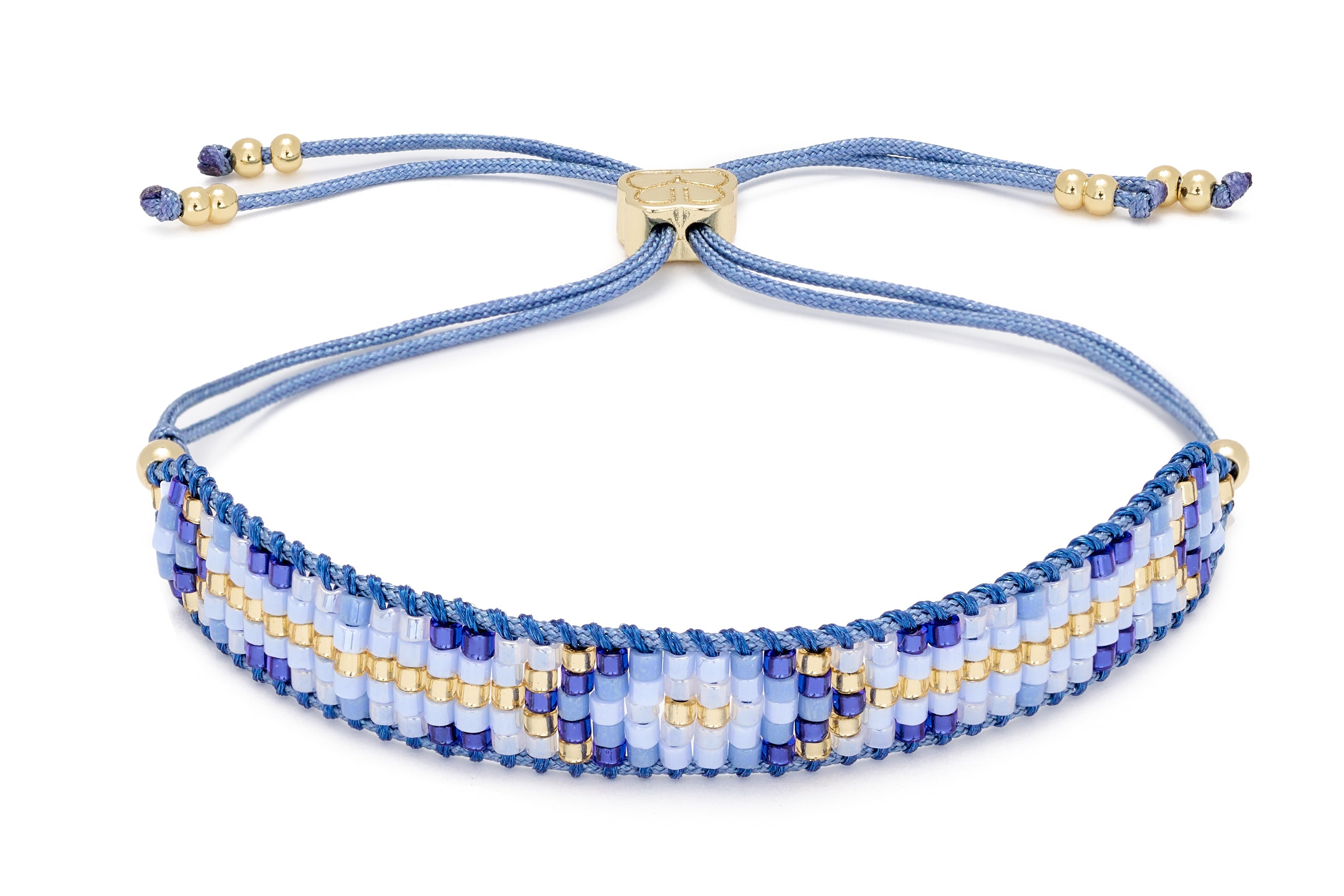 Fantasy Blue Friendship Beaded Gold Bracelet#color_gold