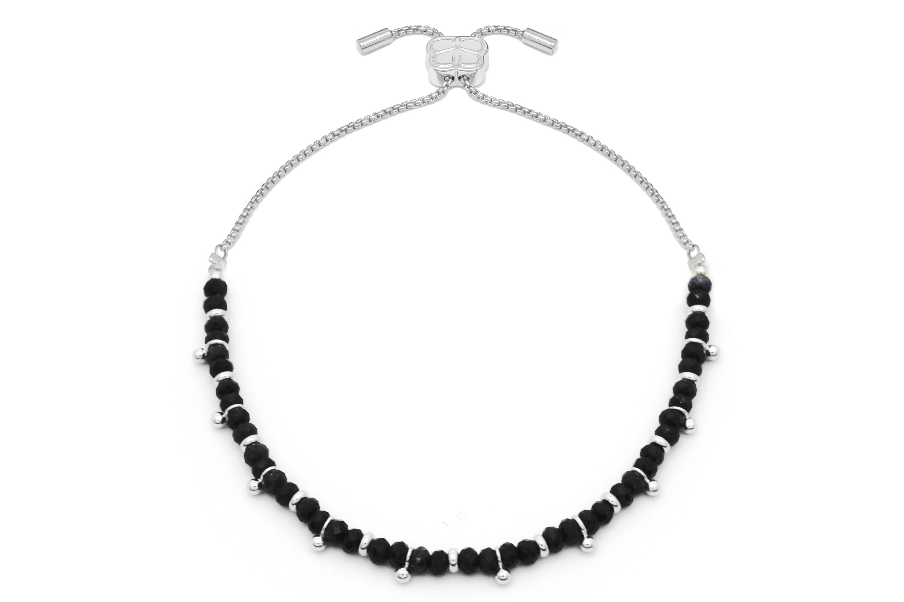 Harmony Black Spinel Silver Bracelet - Boho Betty