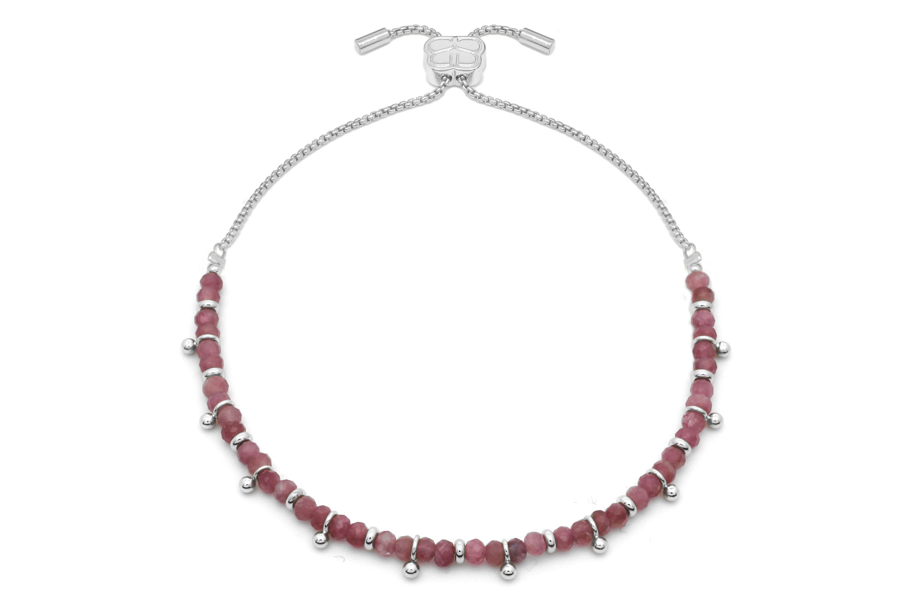 Harmony Pink Tourmaline Silver Bracelet - Boho Betty
