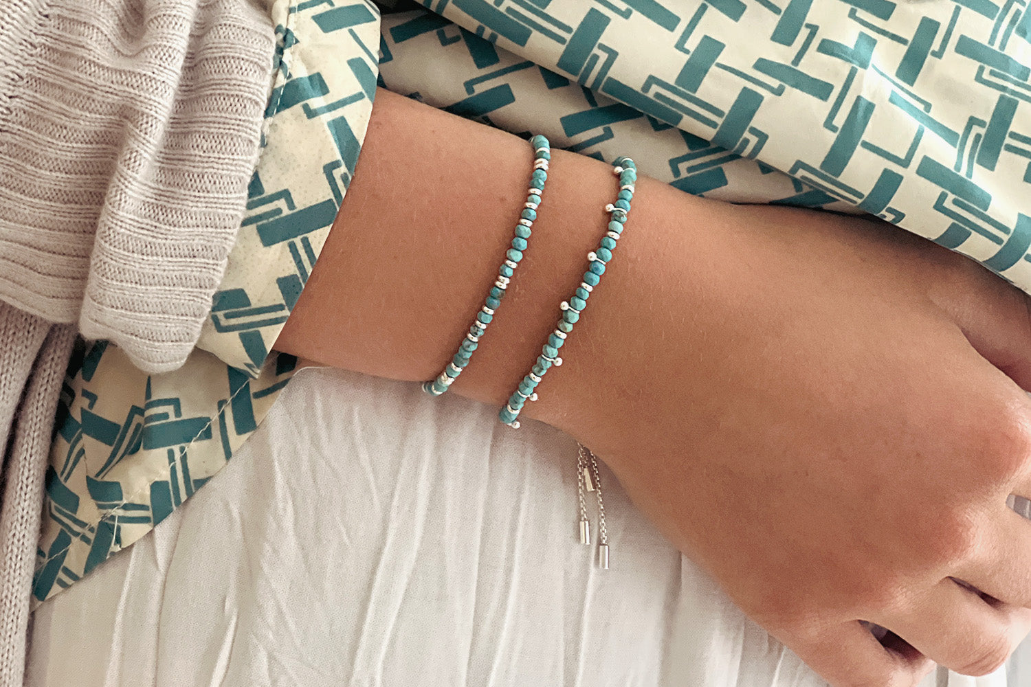 Harmony Turquoise Silver Bracelet - Boho Betty