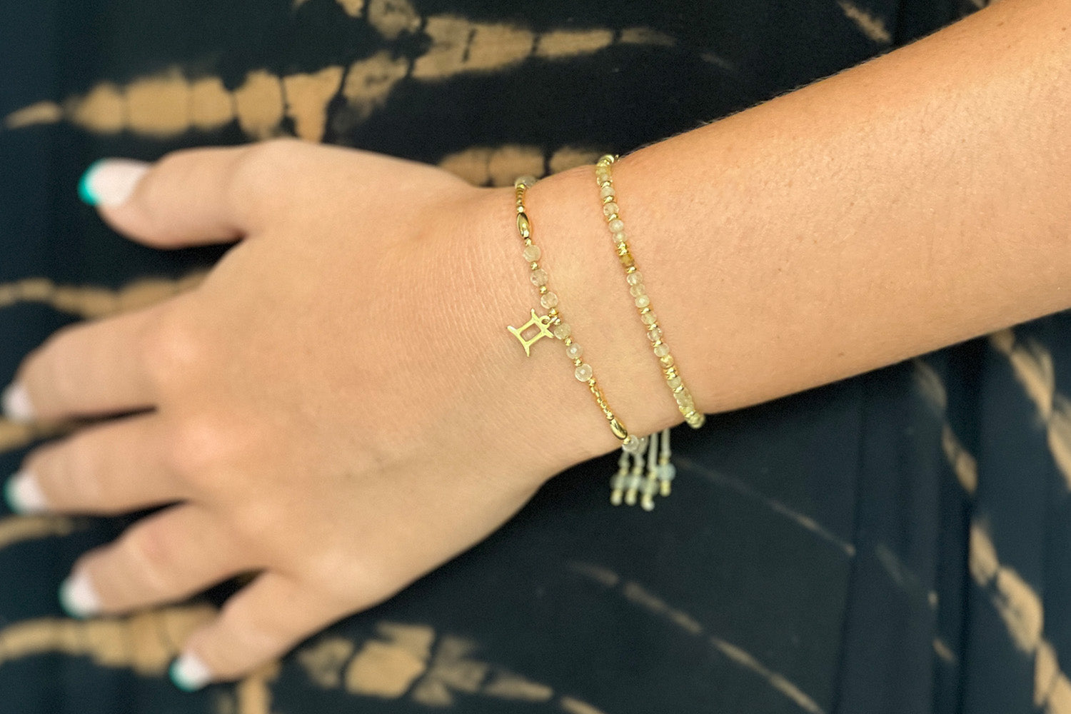 Gemini Zodiac Gemstone Gold Bracelet - Boho Betty