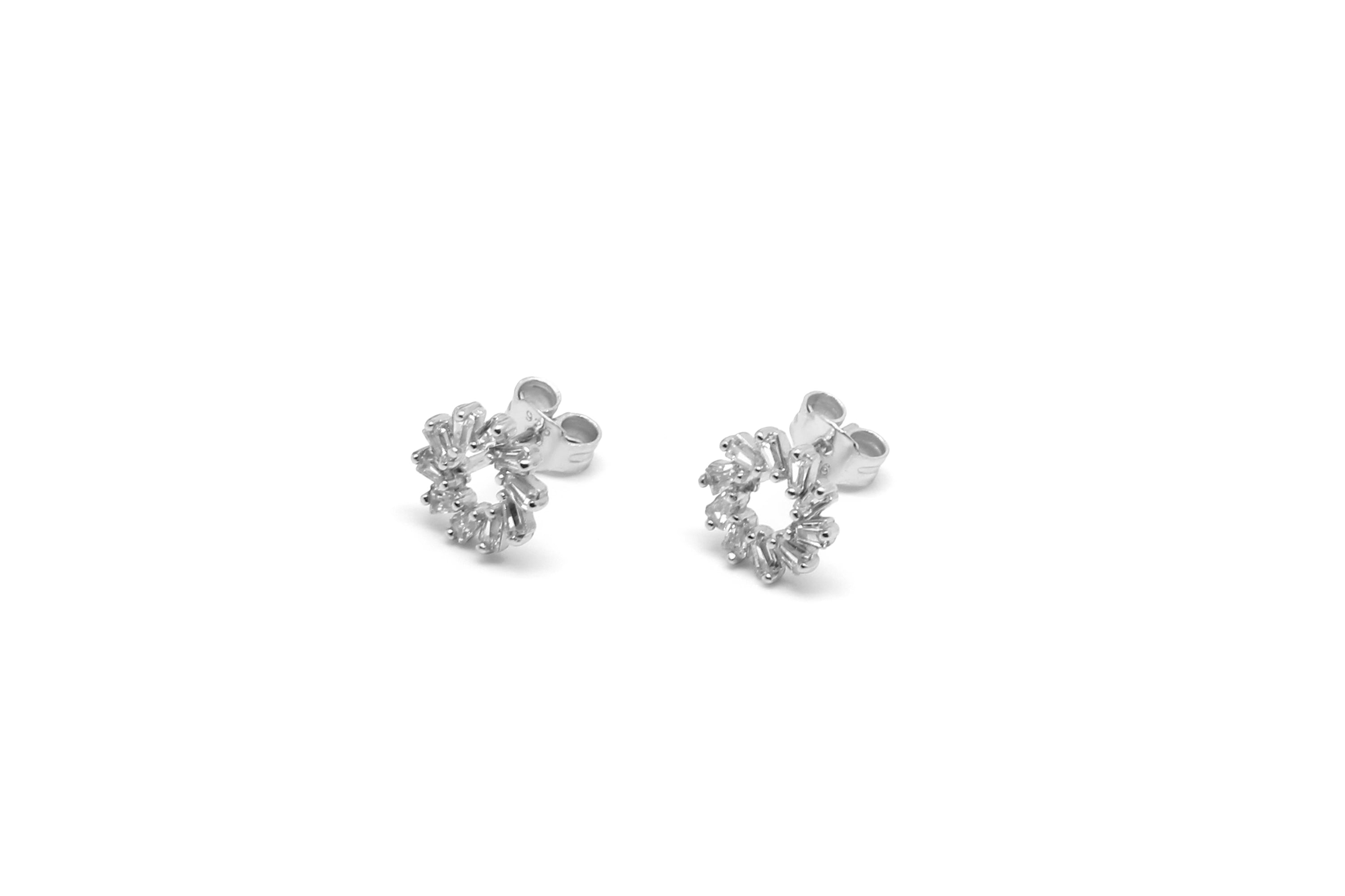 Maeve Silver Hollow CZ Stud Earrings - Boho Betty