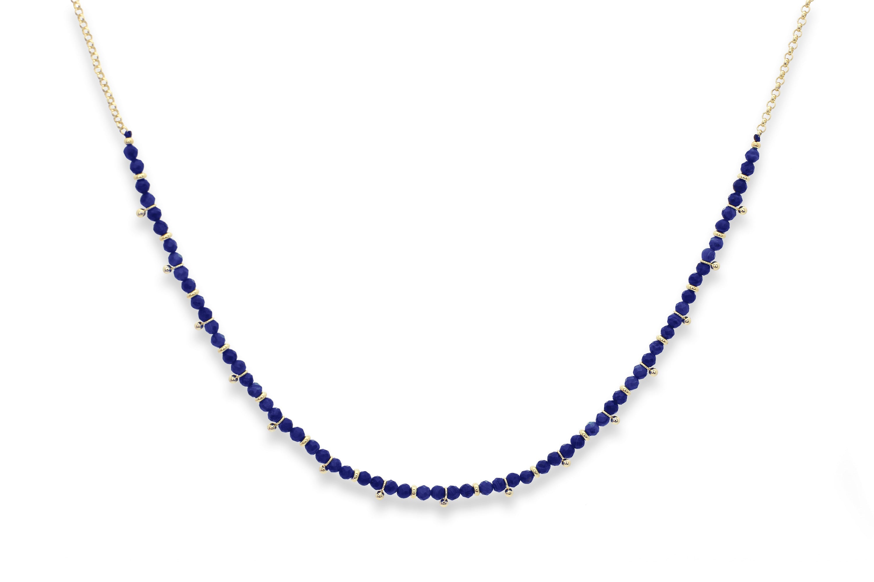 Salus Lapis Lazuli Gemstone Gold Necklace#color_Gold