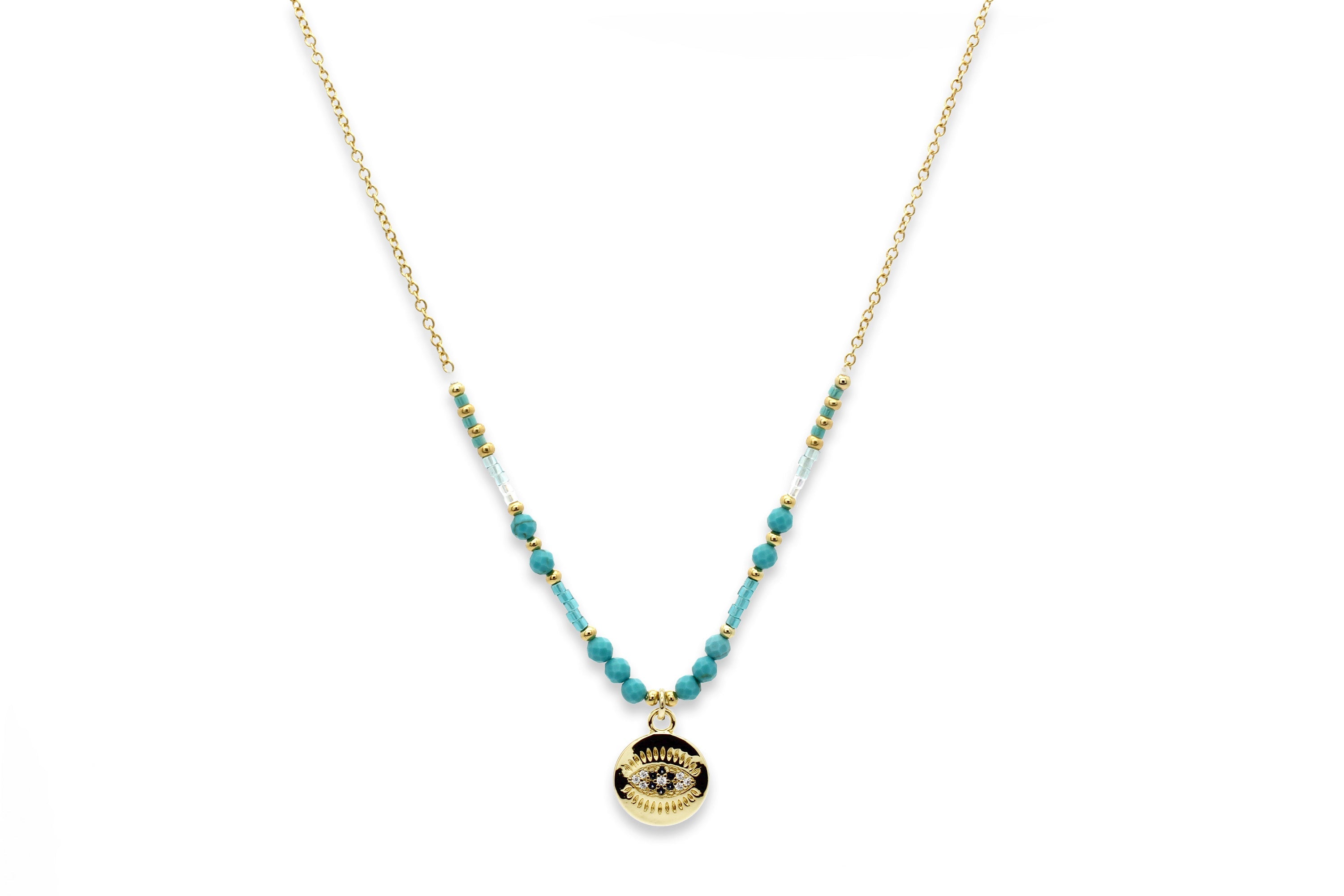 Fortuna Turquoise Evil Eye Necklace - Boho Betty