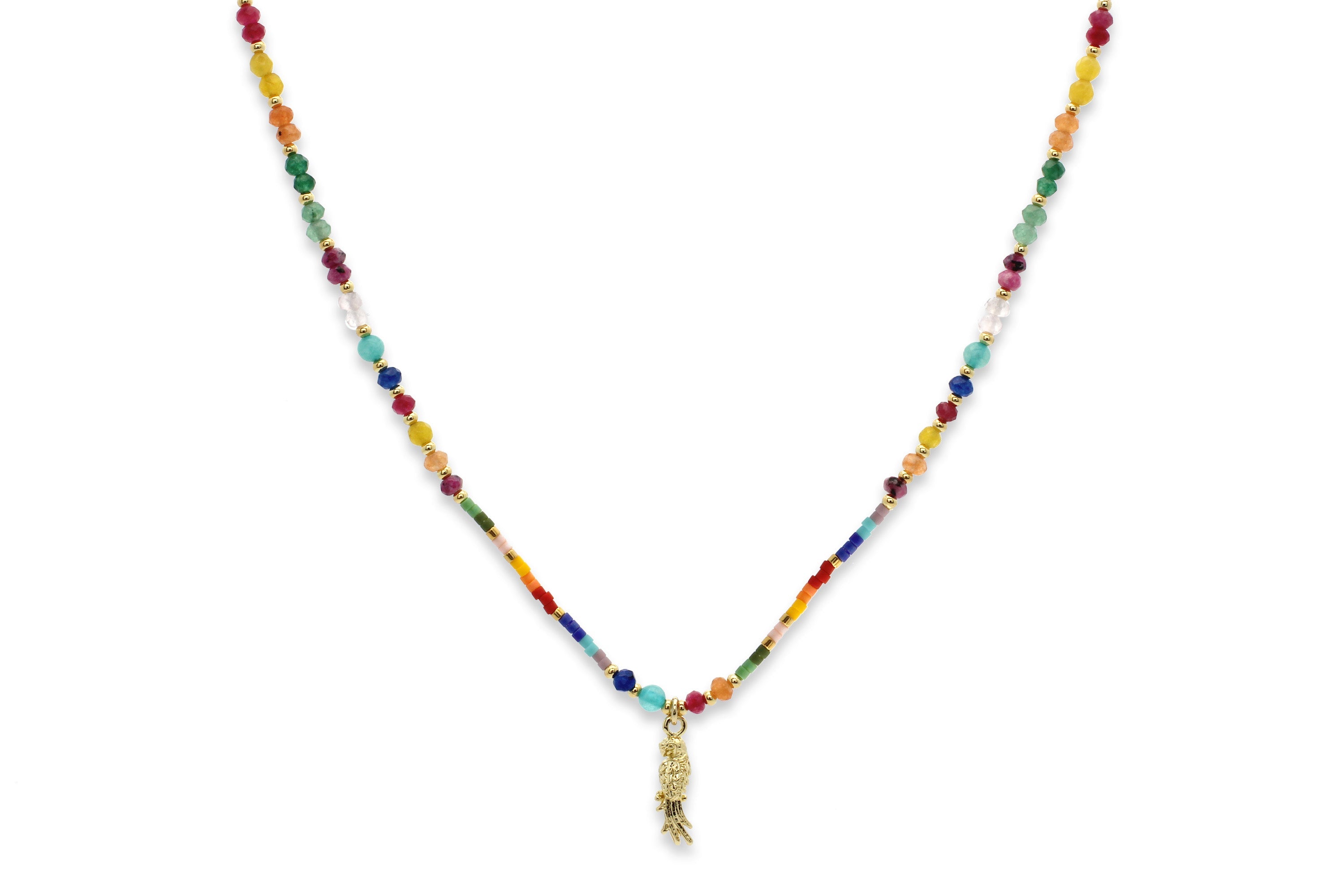 Hel Parrot Pendant Multicoloured Necklace - Boho Betty