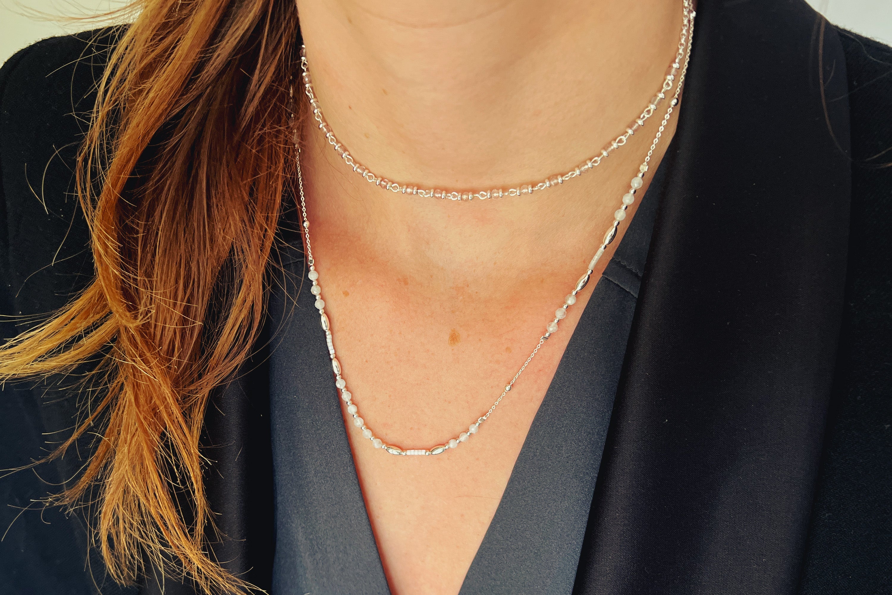 Horus Rainbow Moonstone Silver Gemstone Necklace - Boho Betty