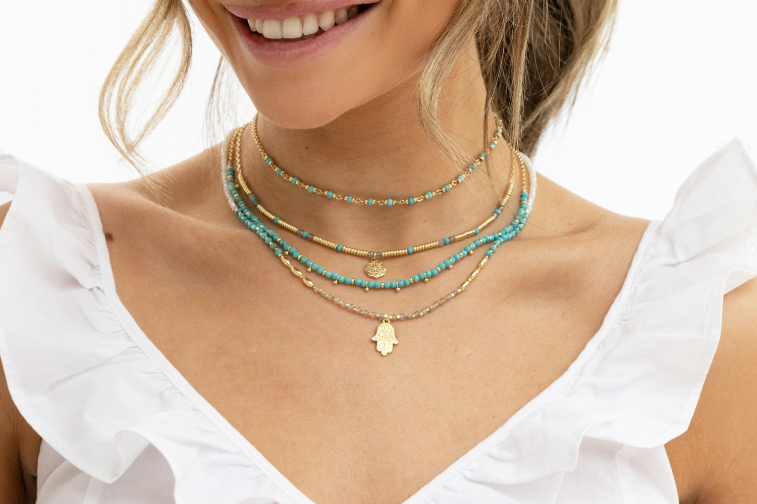 Panacea Turquoise Gold Gemstone Necklace - Boho Betty