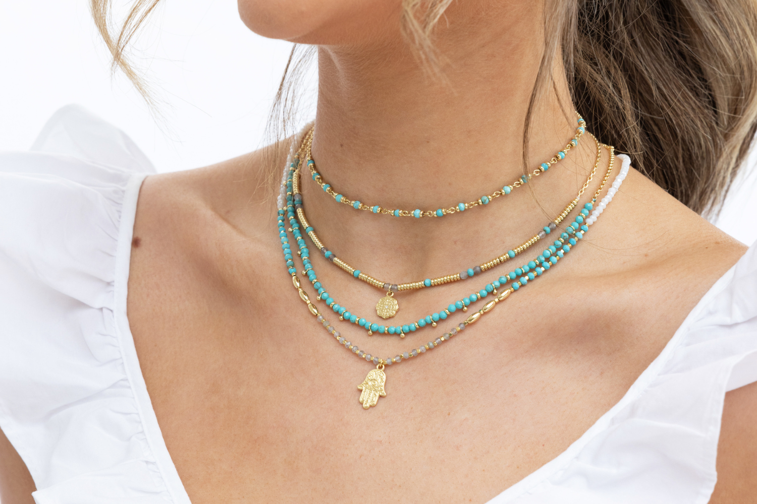 Panacea Turquoise Gold Gemstone Necklace - Boho Betty