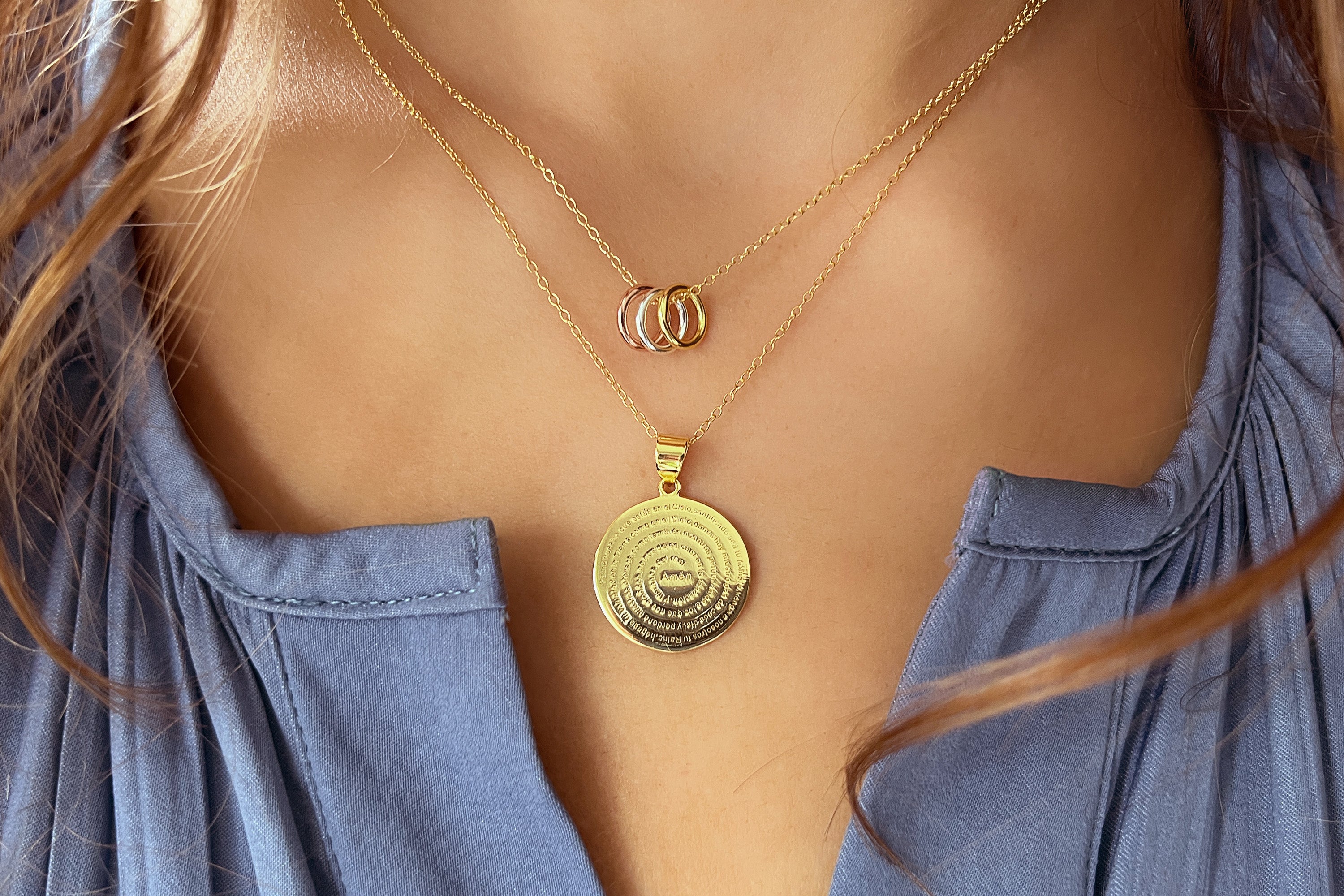Mini Atlantic Gold Sterling Silver Disc Necklace - Boho Betty