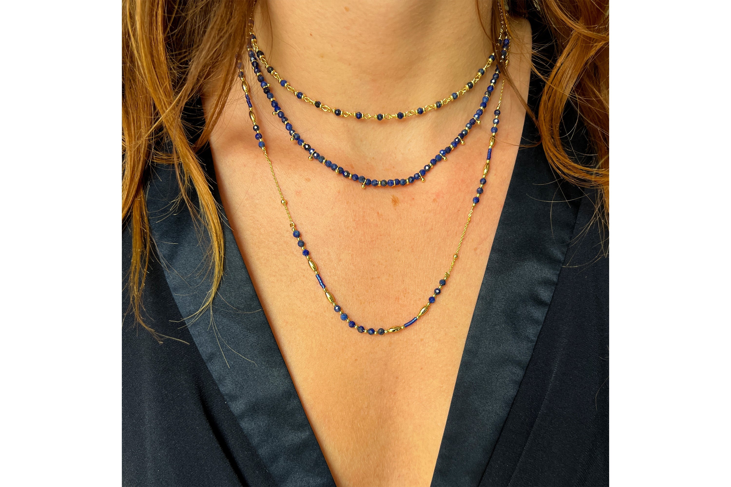 Horus Lapis Gold Gemstone Necklace - Boho Betty