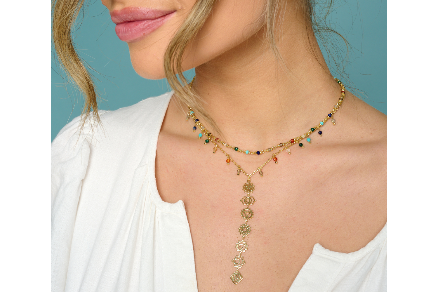 Ajna Gold Chakra Necklace - Boho Betty