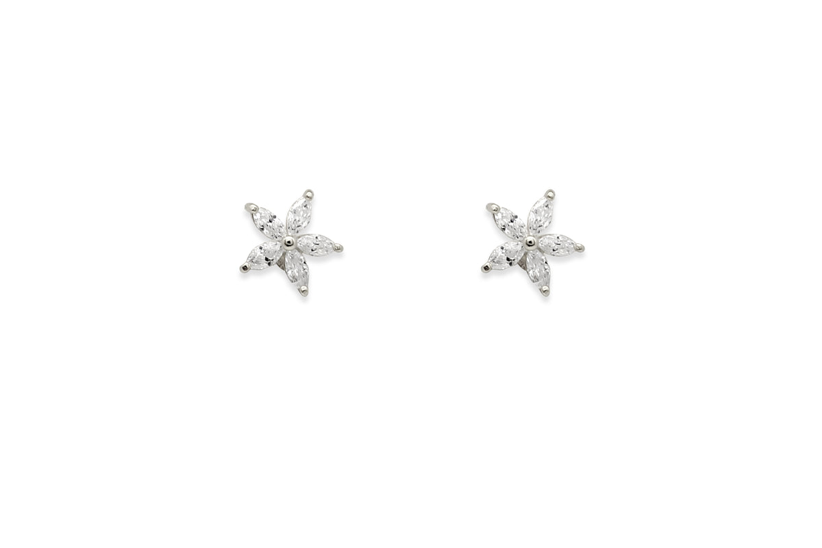 Binnie Sterling Silver Flower CZ Silver Earrings