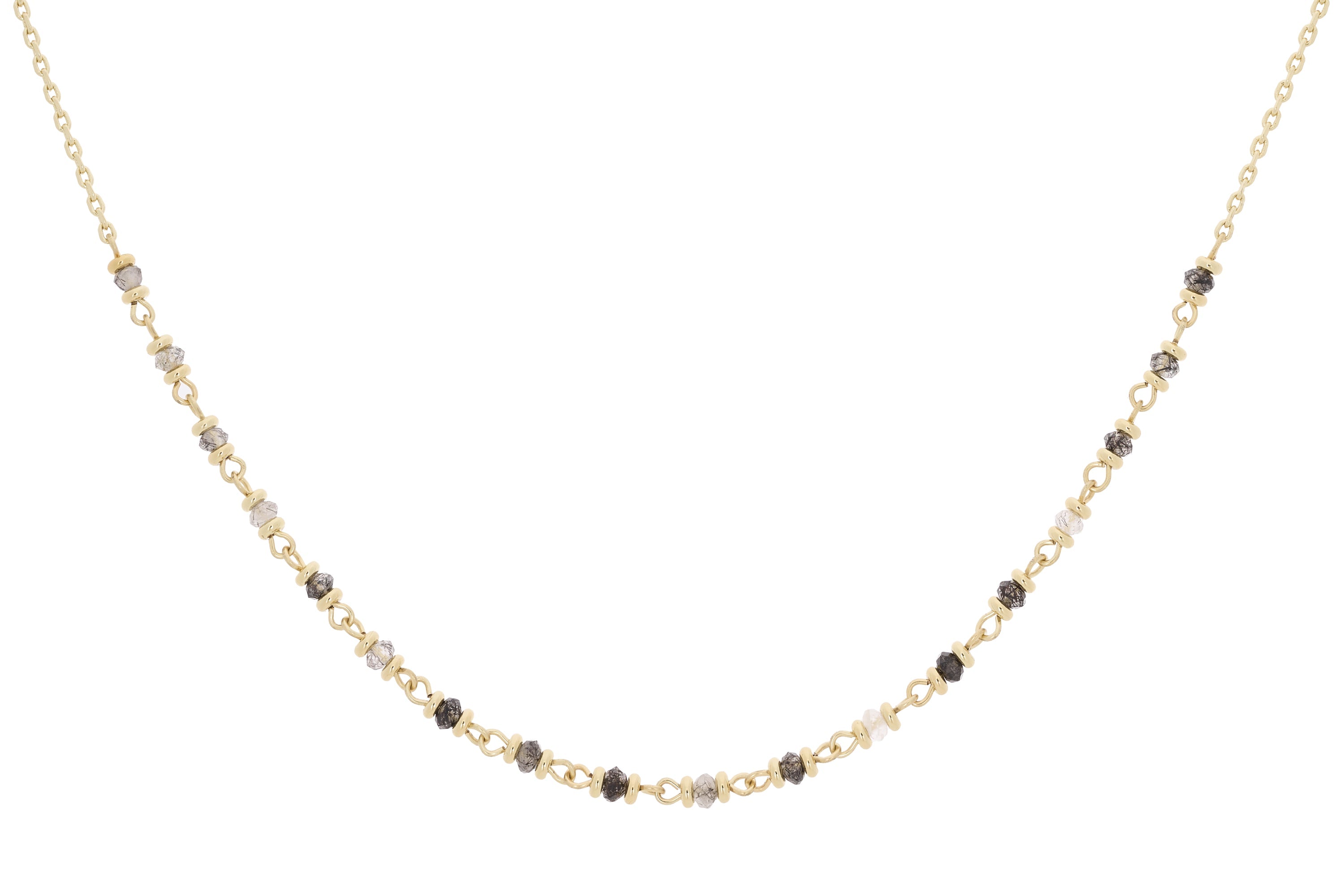 Panacea Black Rutilite Gold Gemstone Necklace - Boho Betty