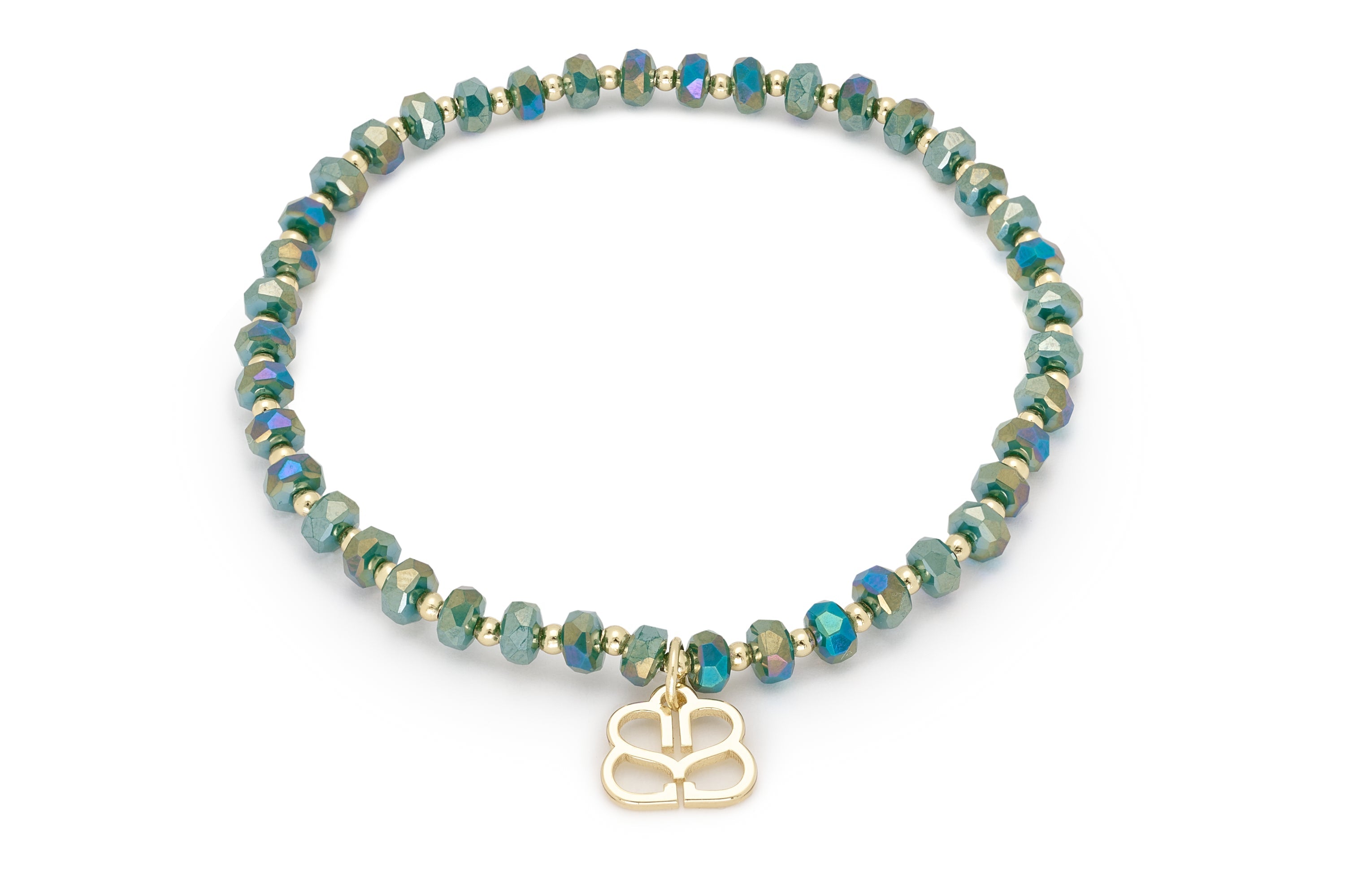 Prunus AB Green & Gold Crystal Stretch Bracelet - Boho Betty