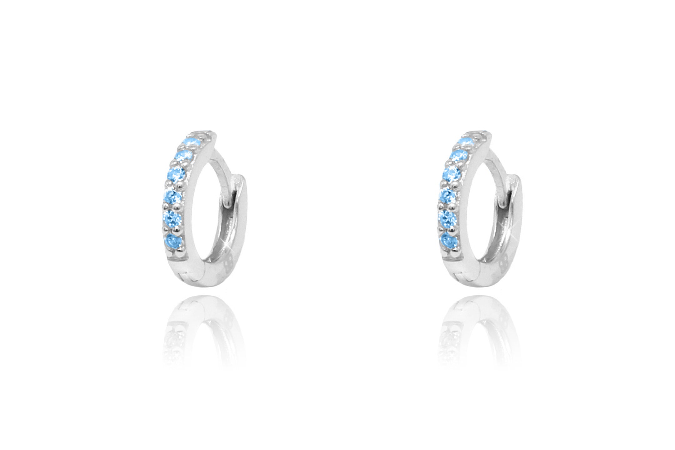 Reddy Swiss Blue Sterling Silver Huggies - Boho Betty