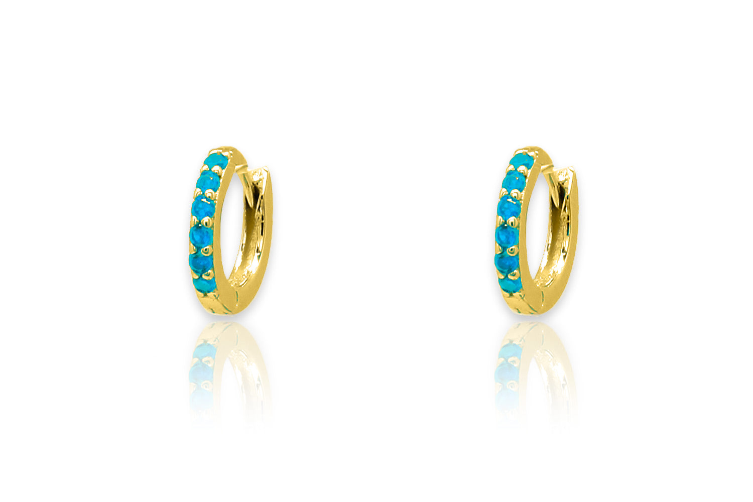 Reddy Turquoise Gold Huggie Earrings #color_Gold