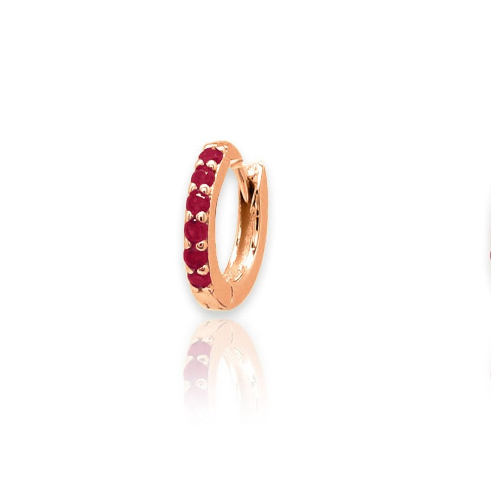 Reddy Red Crystal Rose Gold Huggie Earrings - Boho Betty