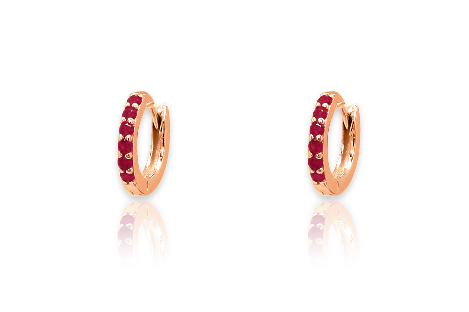 Reddy Red Crystal Rose Gold Huggie Earrings - Boho Betty