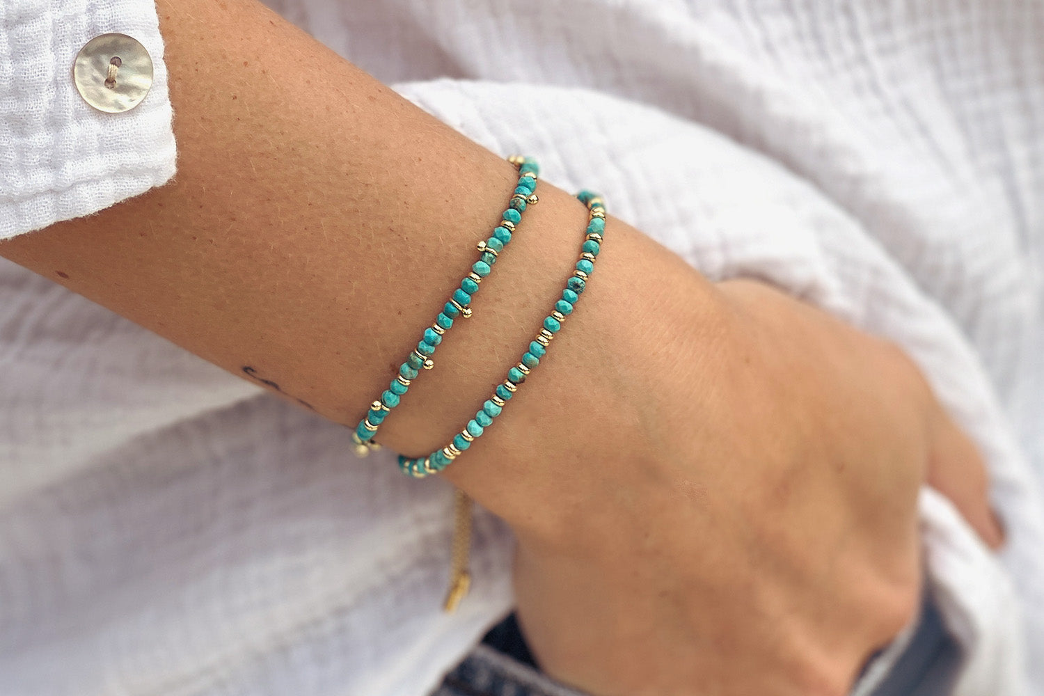 Serenity Turquoise Gold Bracelet Stack - Boho Betty