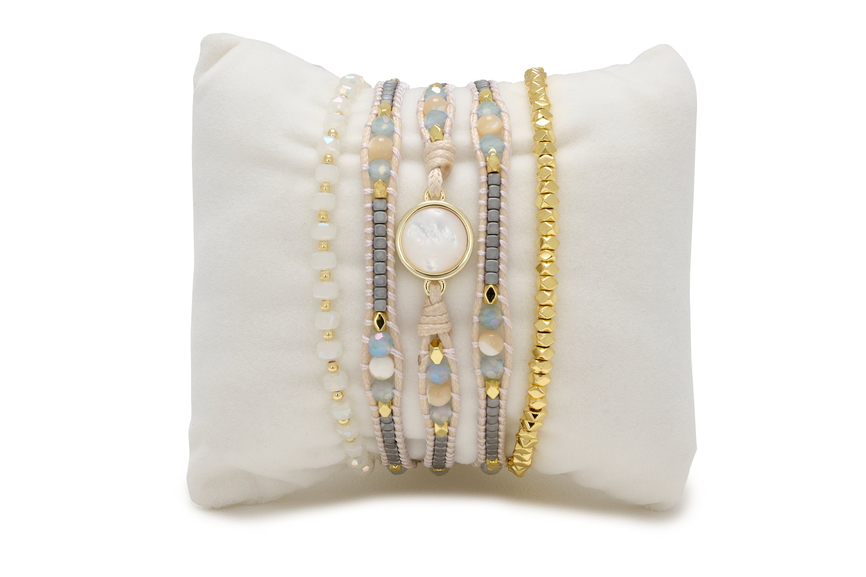 Nacre Pearl Bracelet Stack - Boho Betty