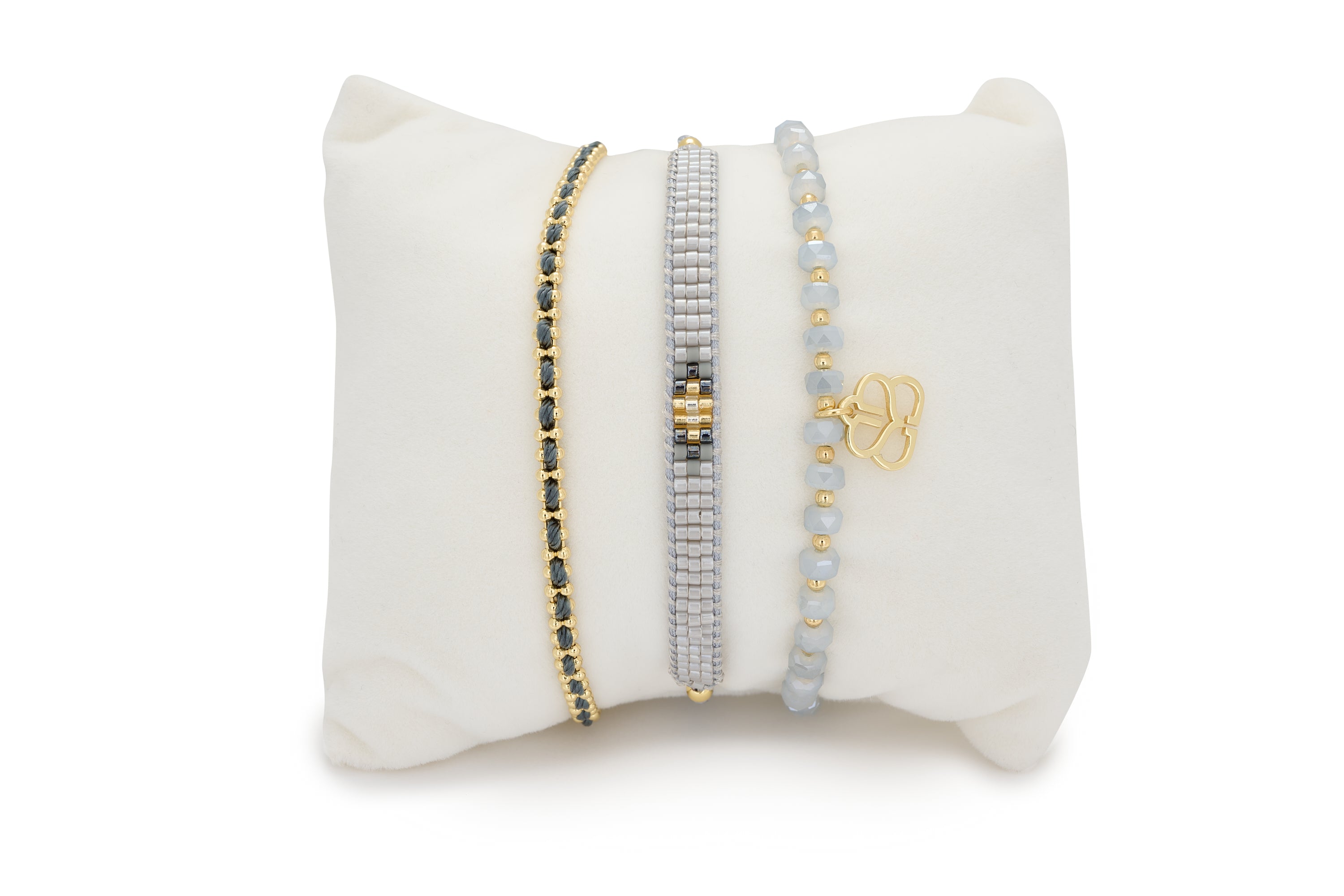 Fidda Grey 3 Layer Bracelet Stack - Boho Betty