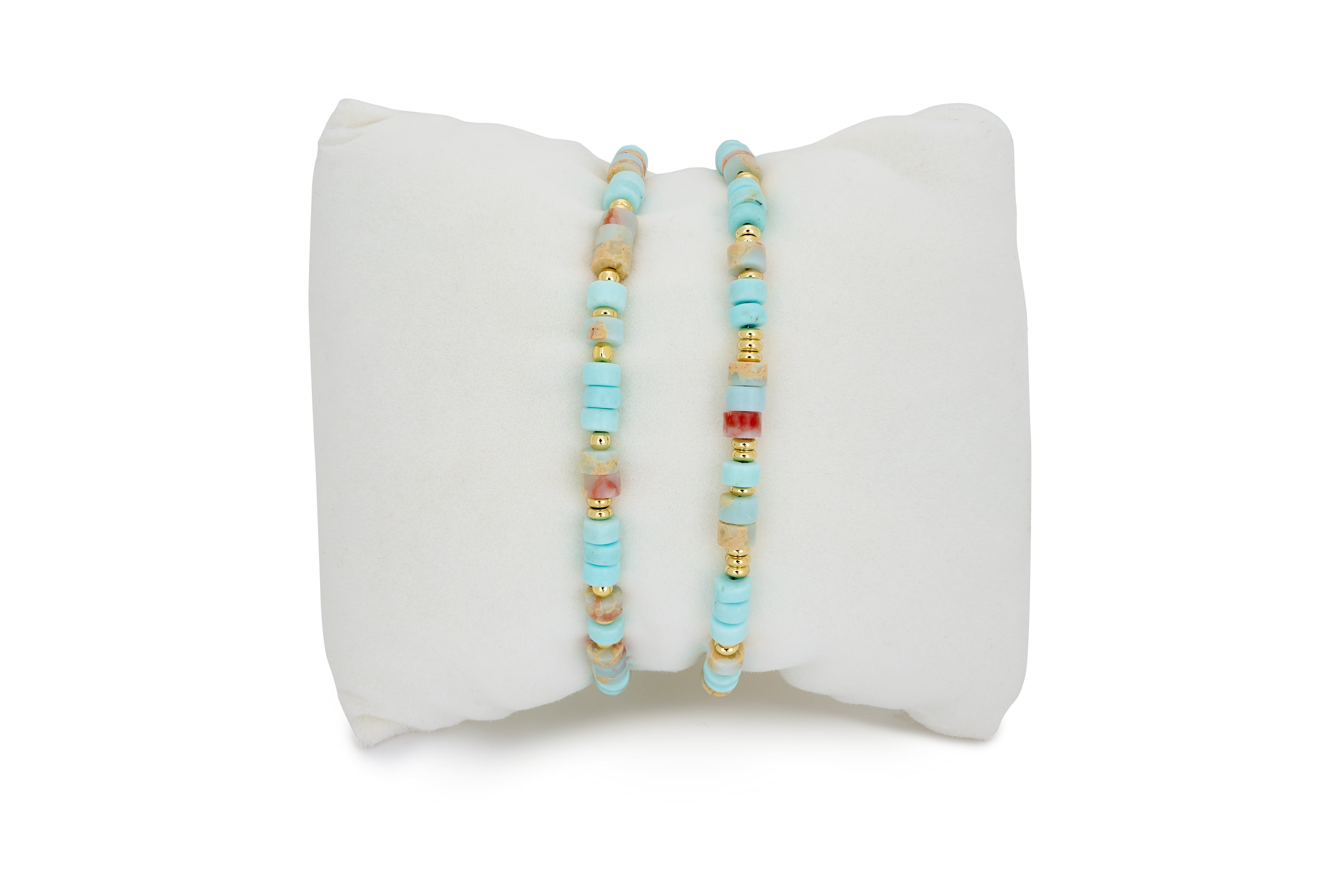 Gina Aqua Gold Bracelet Stack #color_aqua