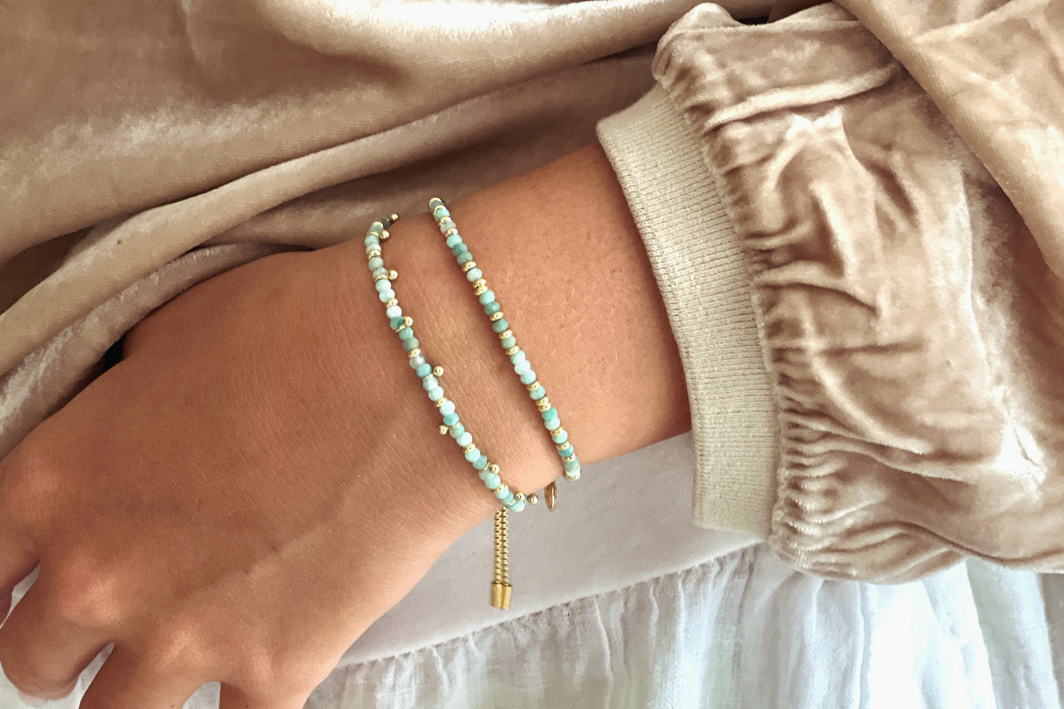 Serenity Amazonite Gold Bracelet Stack - Boho Betty