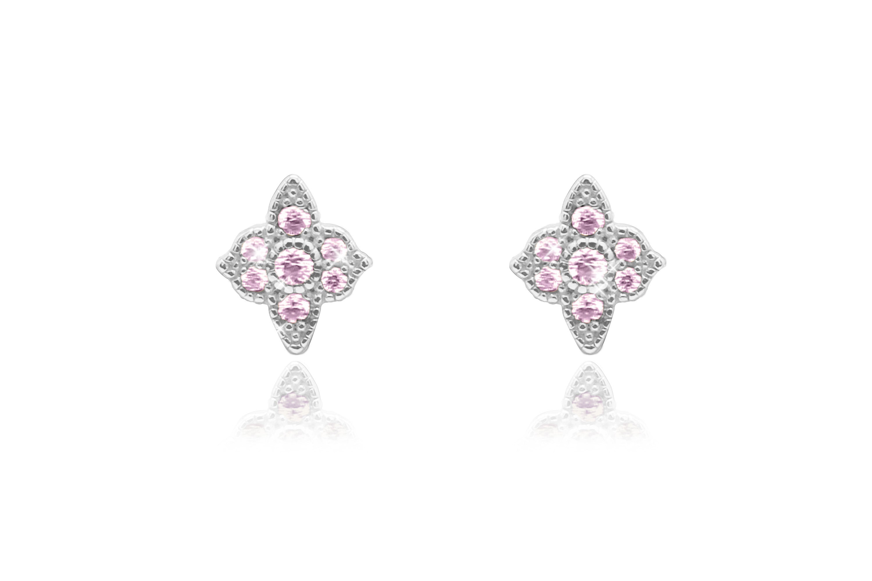 Takia Filigree Lavender CZ Silver Stud Earrings - Boho Betty