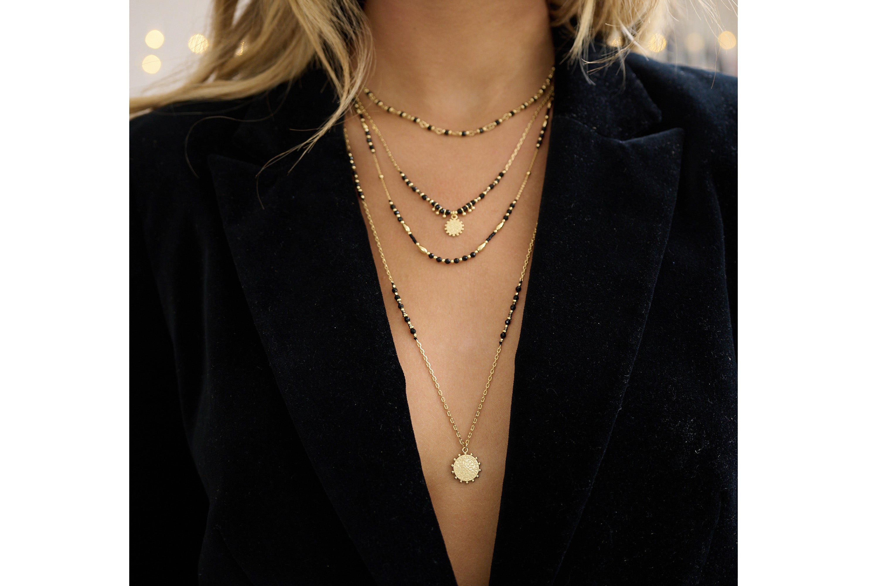 Horus Black Spinel Gold Gemstone Necklace - Boho Betty