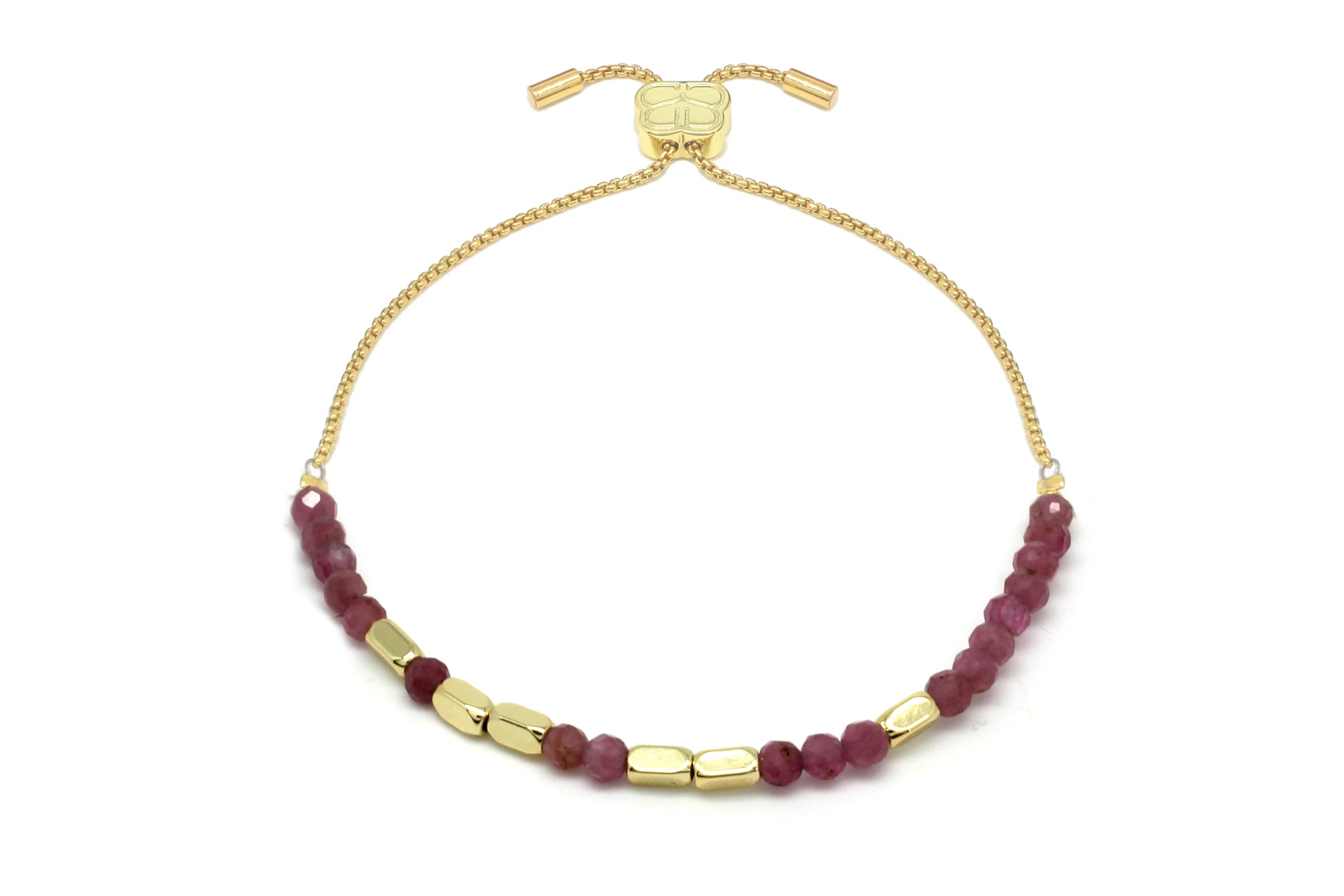 Morse Code Happiness Gemstone Gold Bracelet - Boho Betty