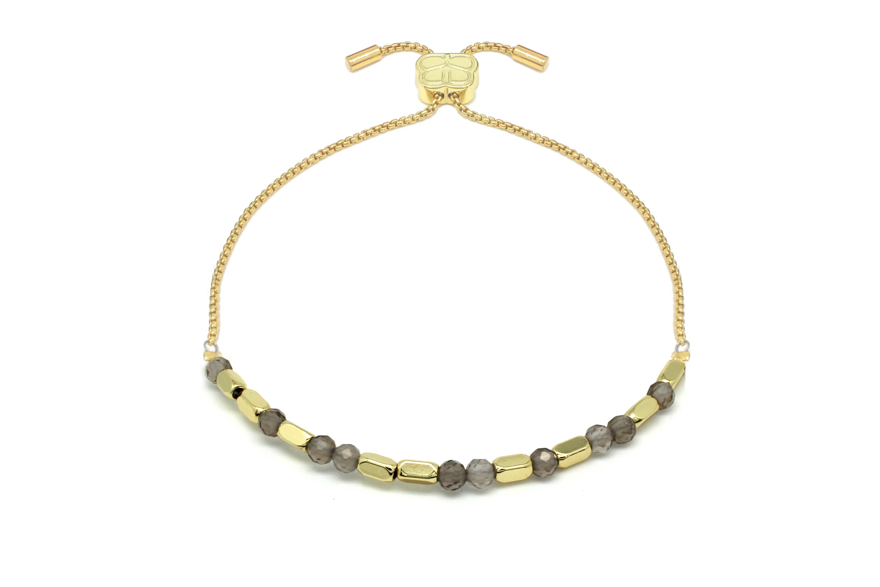 Morse Code Calming Gemstone Gold Bracelet - Boho Betty