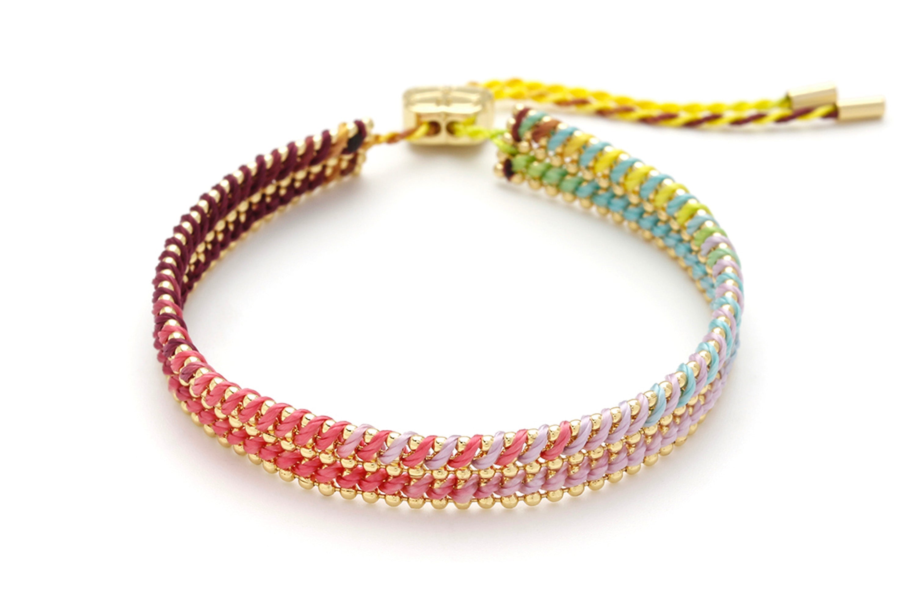 Yolia Multicolour Ombré & Gold Woven Bracelet - Boho Betty
