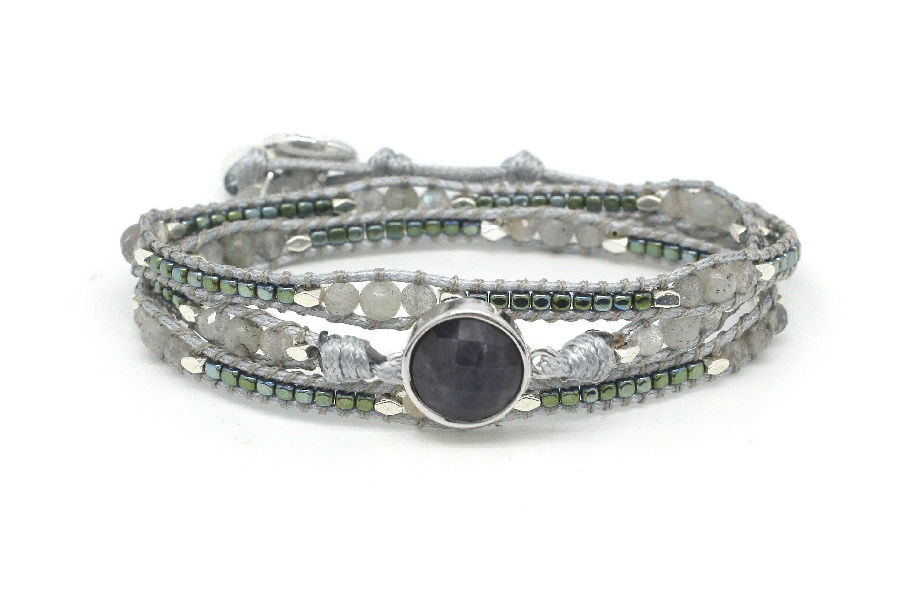 America Silver Gemstone 3 Wrap Bracelet - Boho Betty