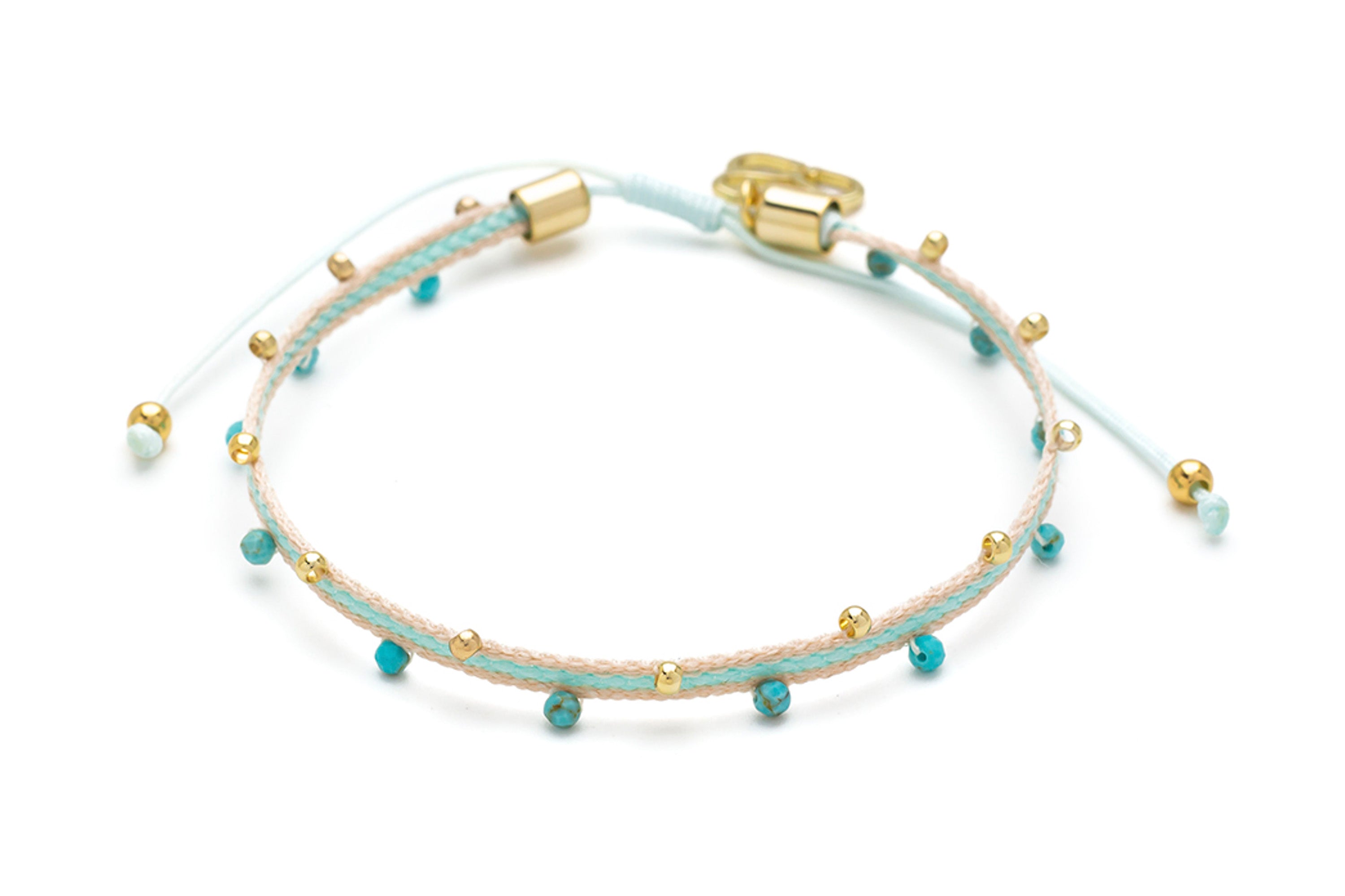 Nican Turquoise Gold Cord Bracelet - Boho Betty
