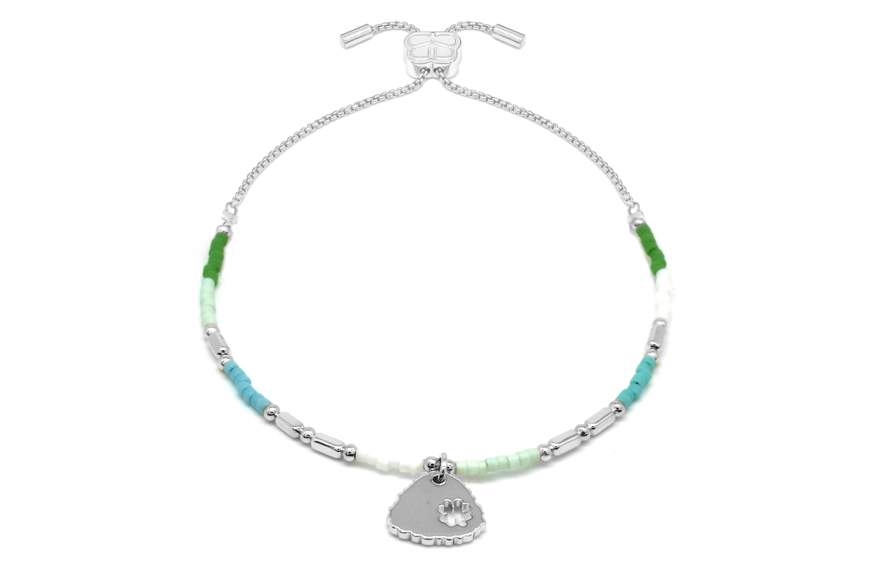 Nick's Silver & Mint Bead Bracelet - Boho Betty