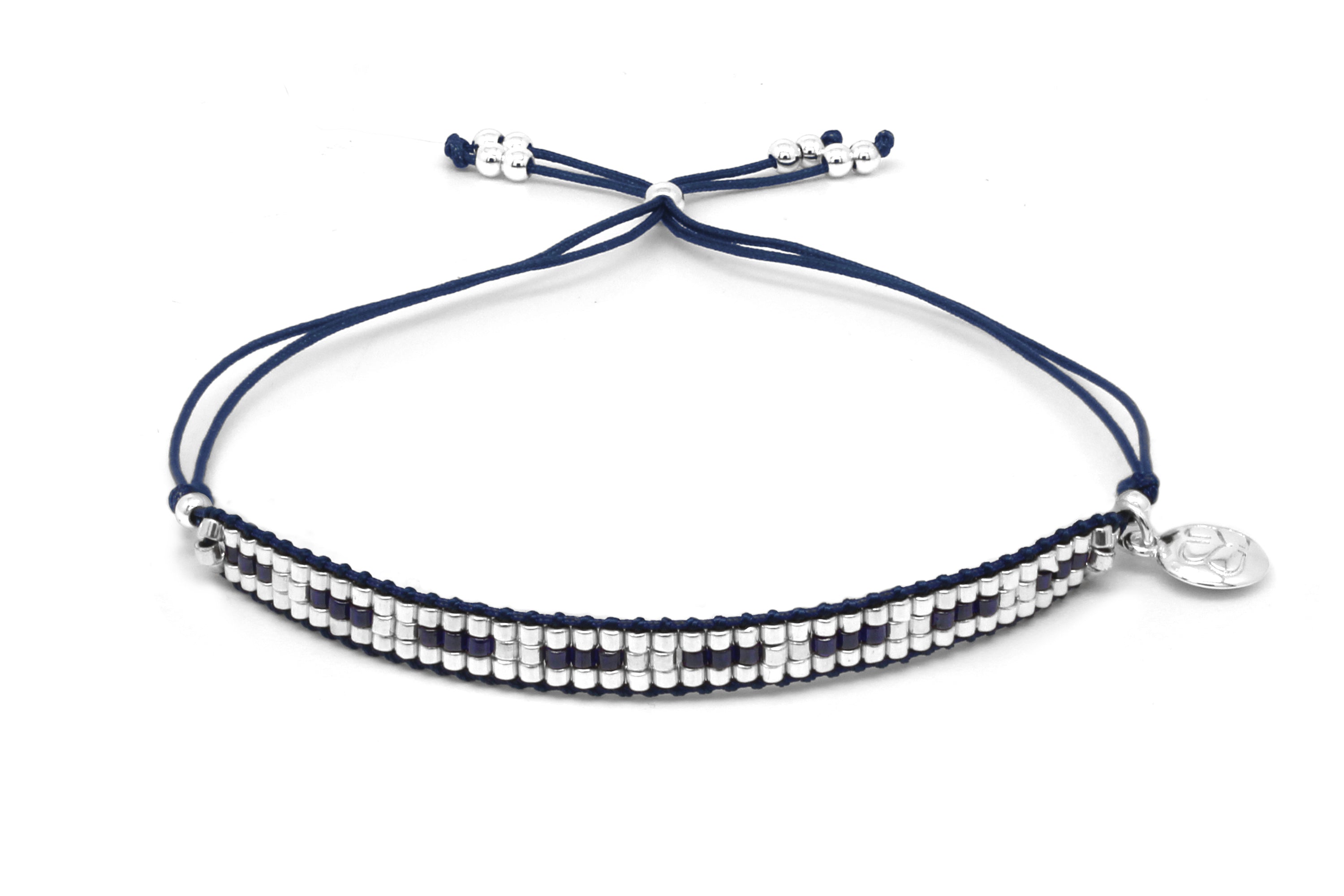 Starshine Navy Silver Beaded Friendship Bracelet - Boho Betty