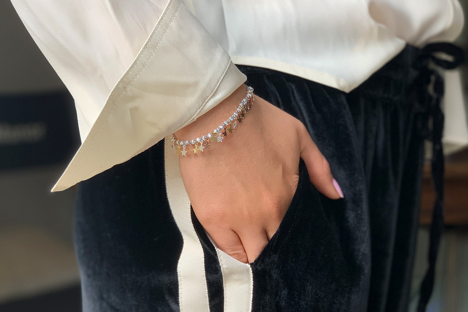 Tombak Multi Star Grey Bracelet - Boho Betty