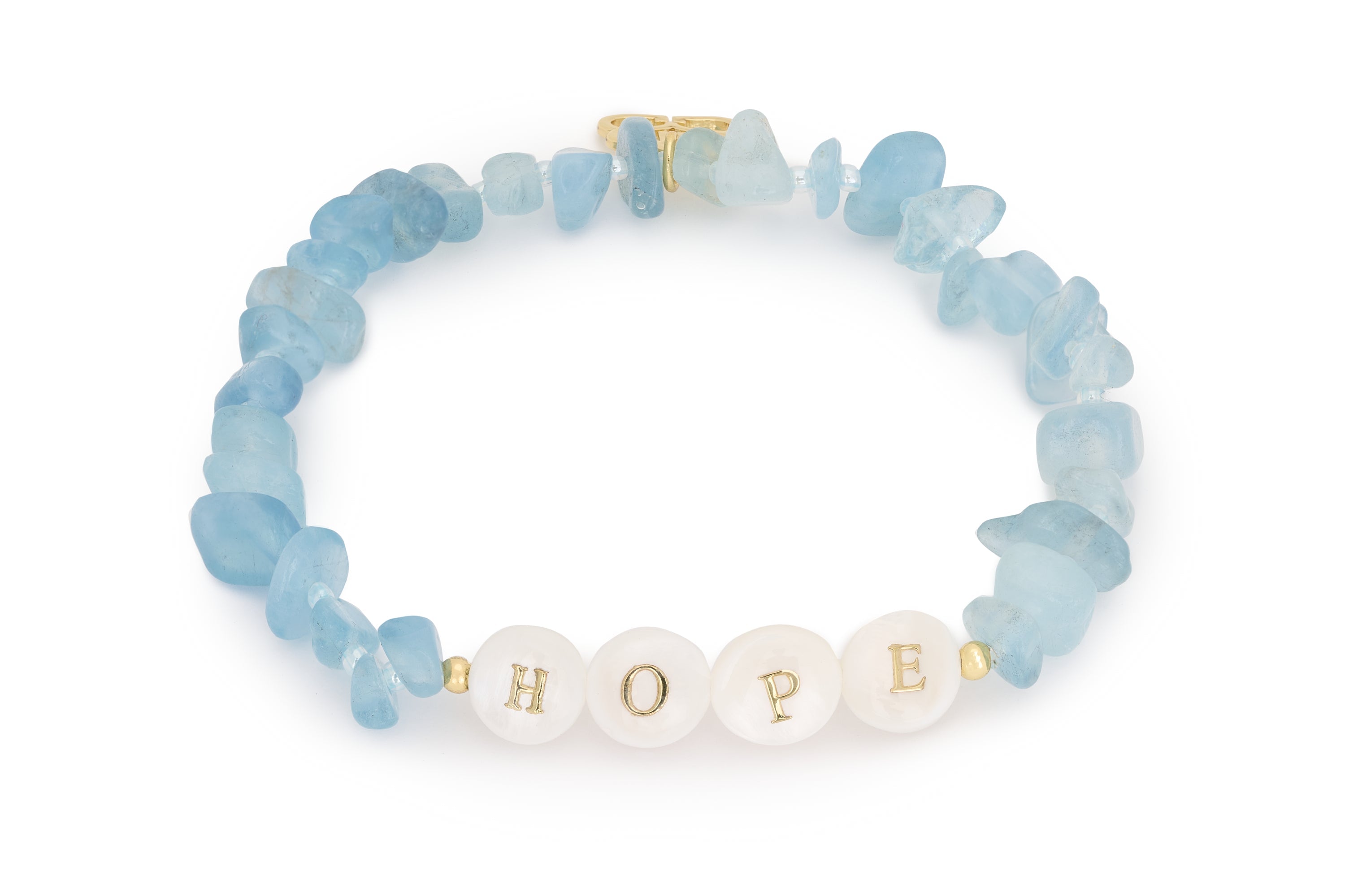 Hope Aquamarine Stretch Bracelet - Boho Betty