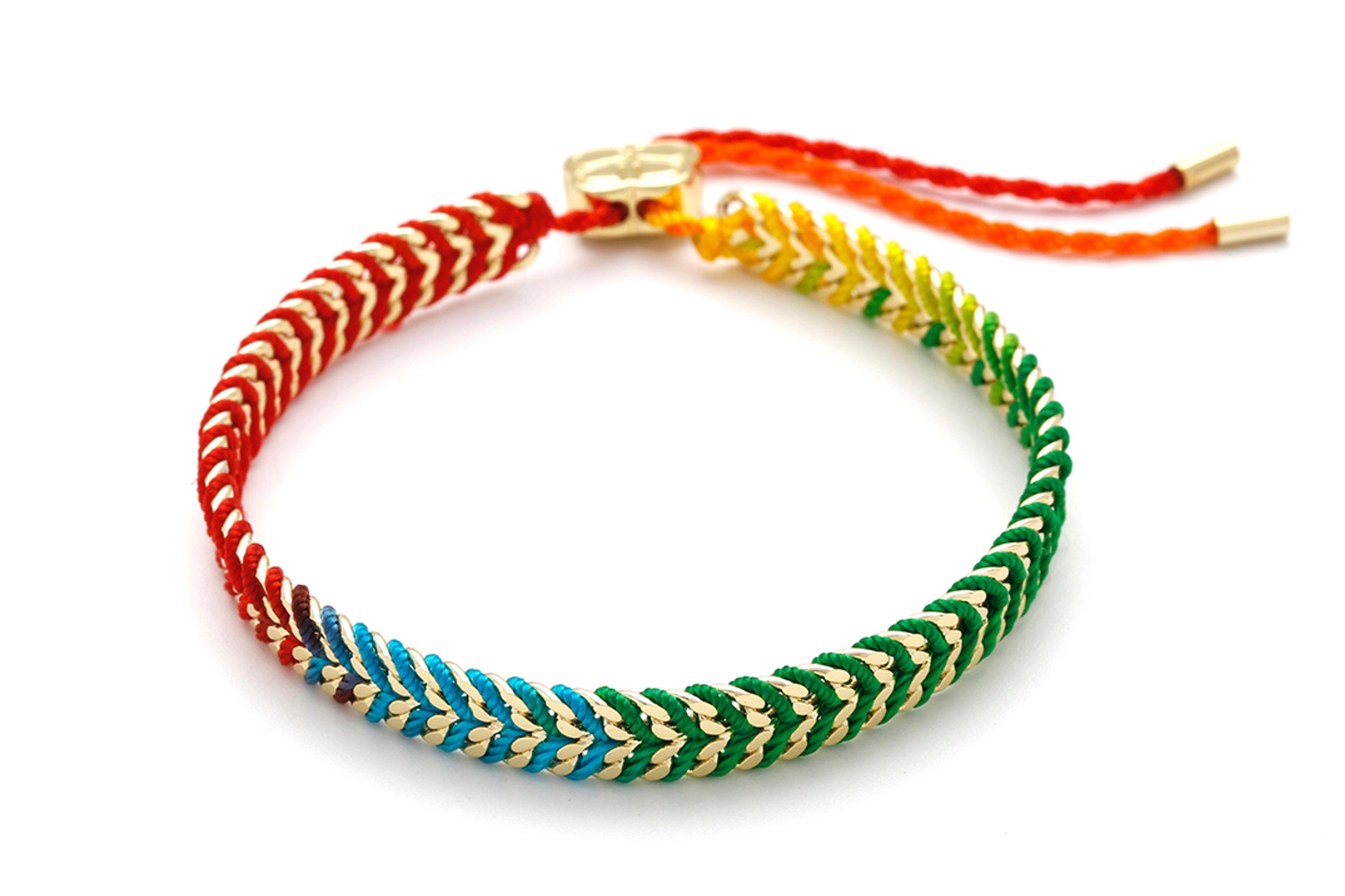 Iztac Rainbow Ombré Gold Woven Bracelet - Boho Betty