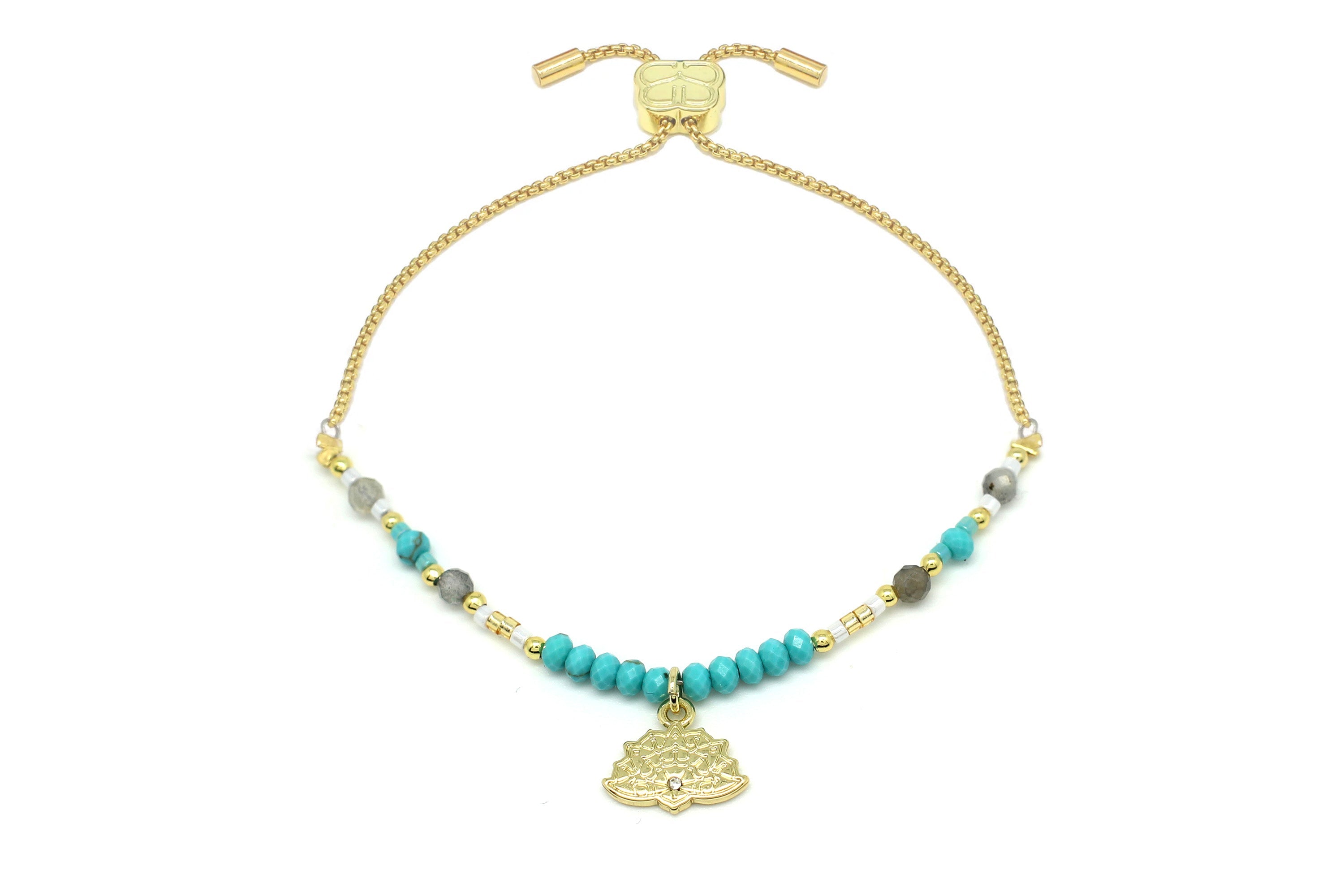 Lutea Charm Turquoise Labradorite Bracelet - Boho Betty