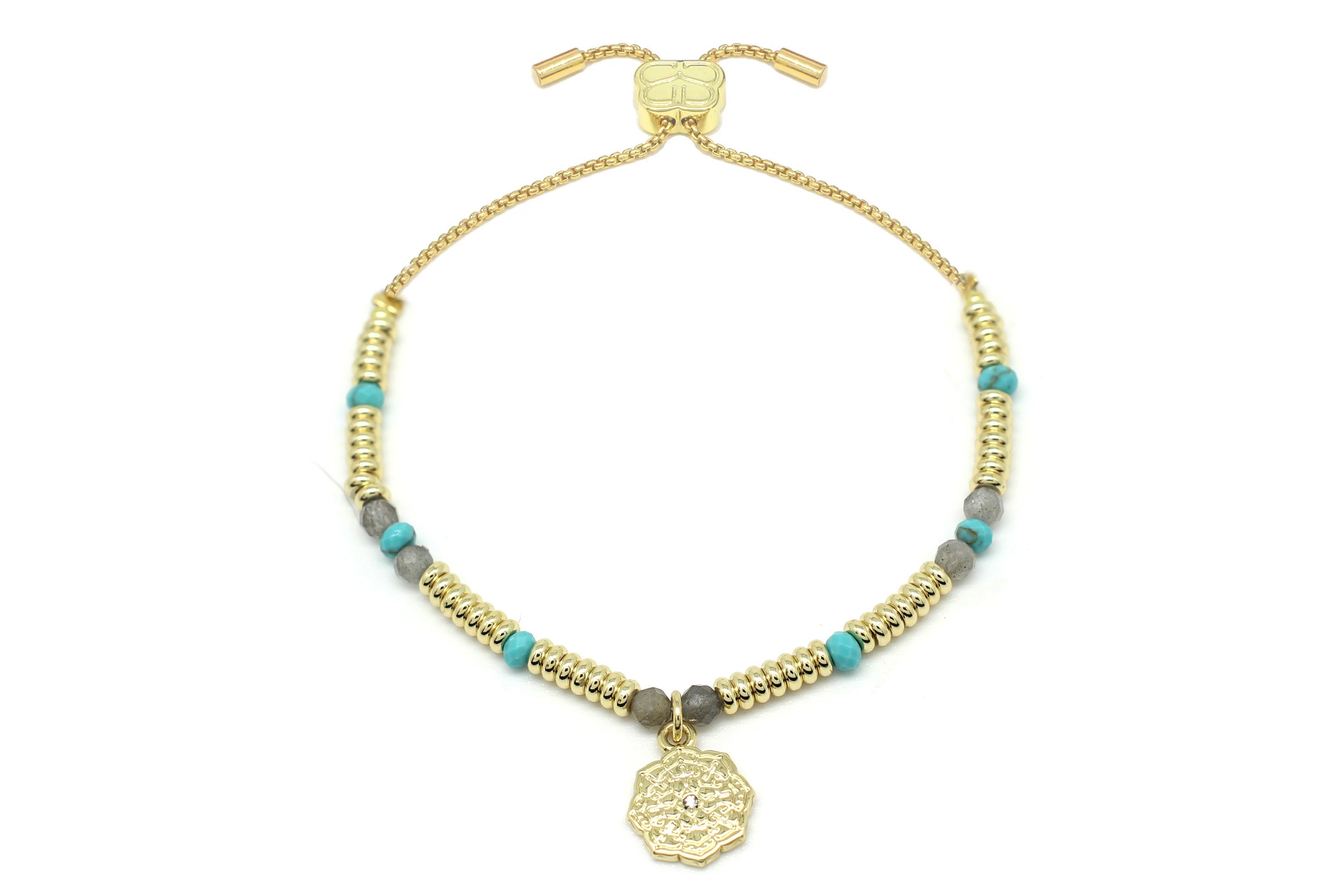 Bolus Turquoise, Labradorite & Gold Signature Charm Bracelet #color_gold
