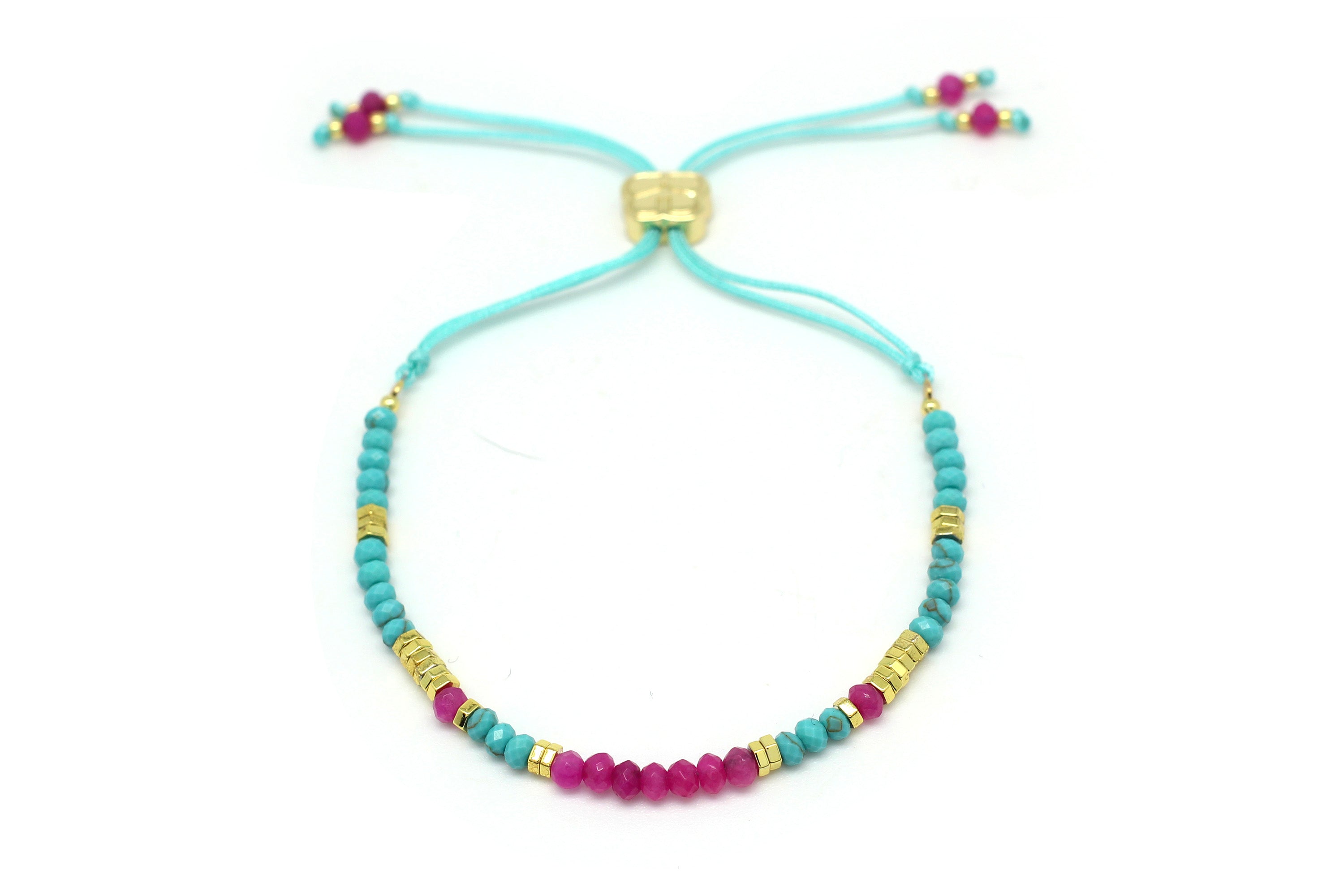 Spirea Pink & Turquoise Friendship Bracelet - Boho Betty