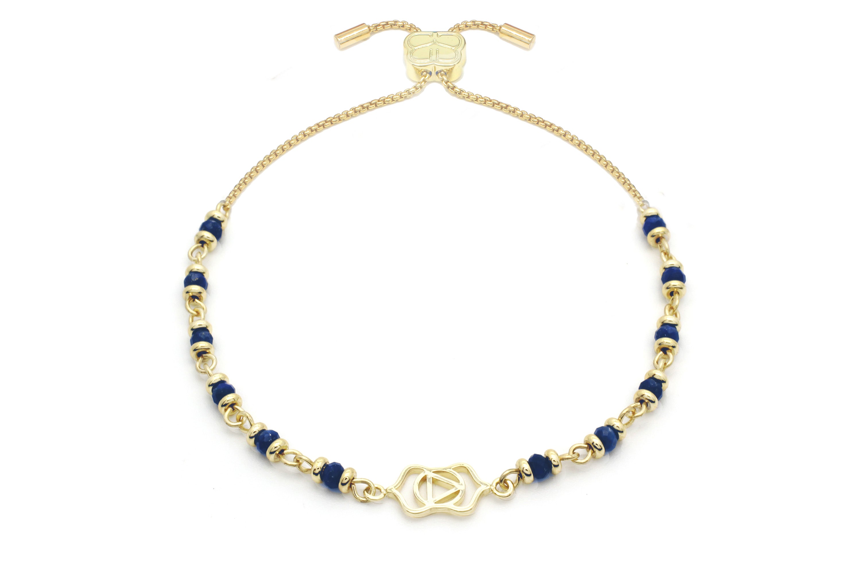 Third Eye Chakra Gemstone Bracelet Gold #color_gold