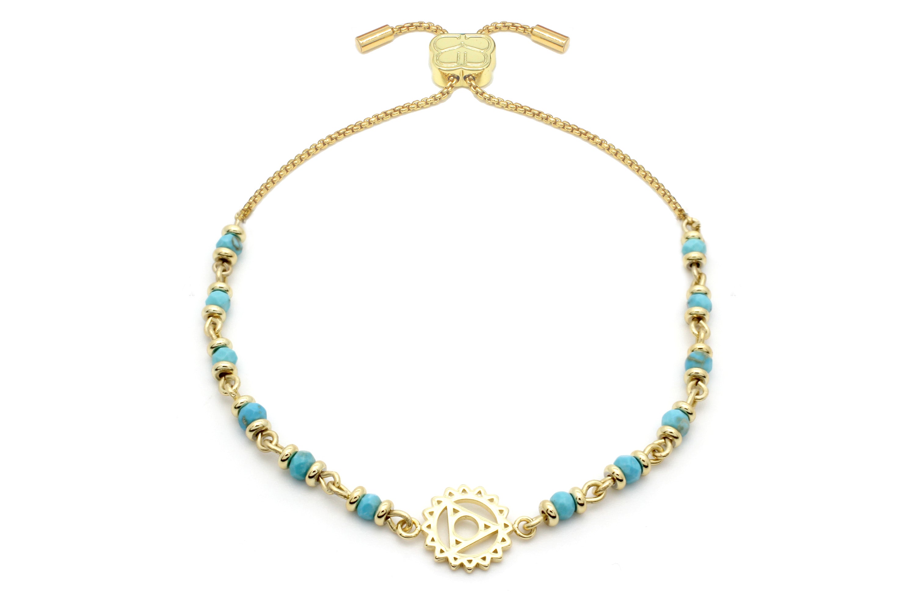 Throat Chakra Gemstone Gold Bracelet #color_gold