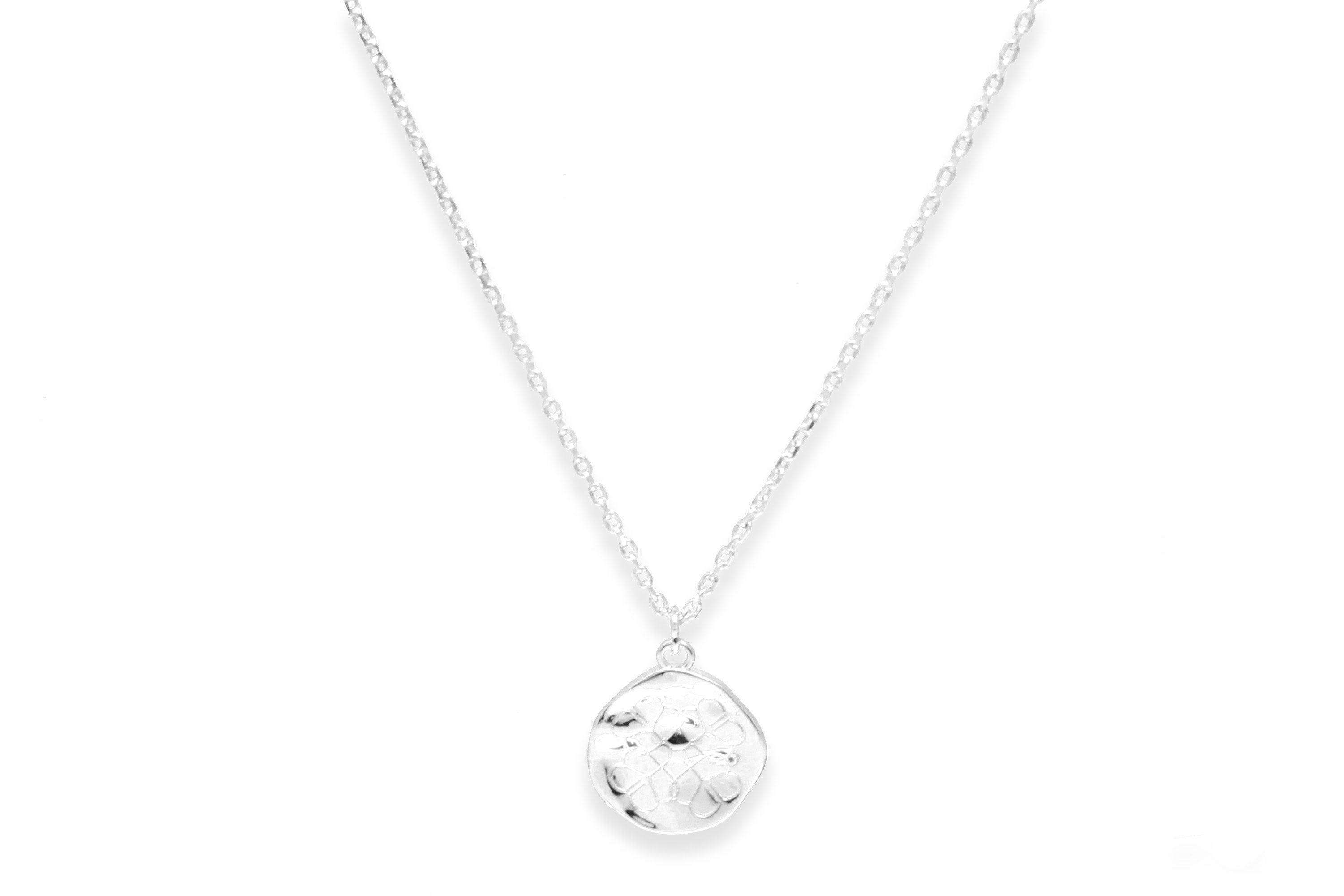 Silver Filigree Disc Pendant Necklace - Boho Betty